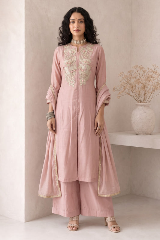 Pink Readymade Embroidered Palazzo Suit-SAR13047_1_SareeButa.com