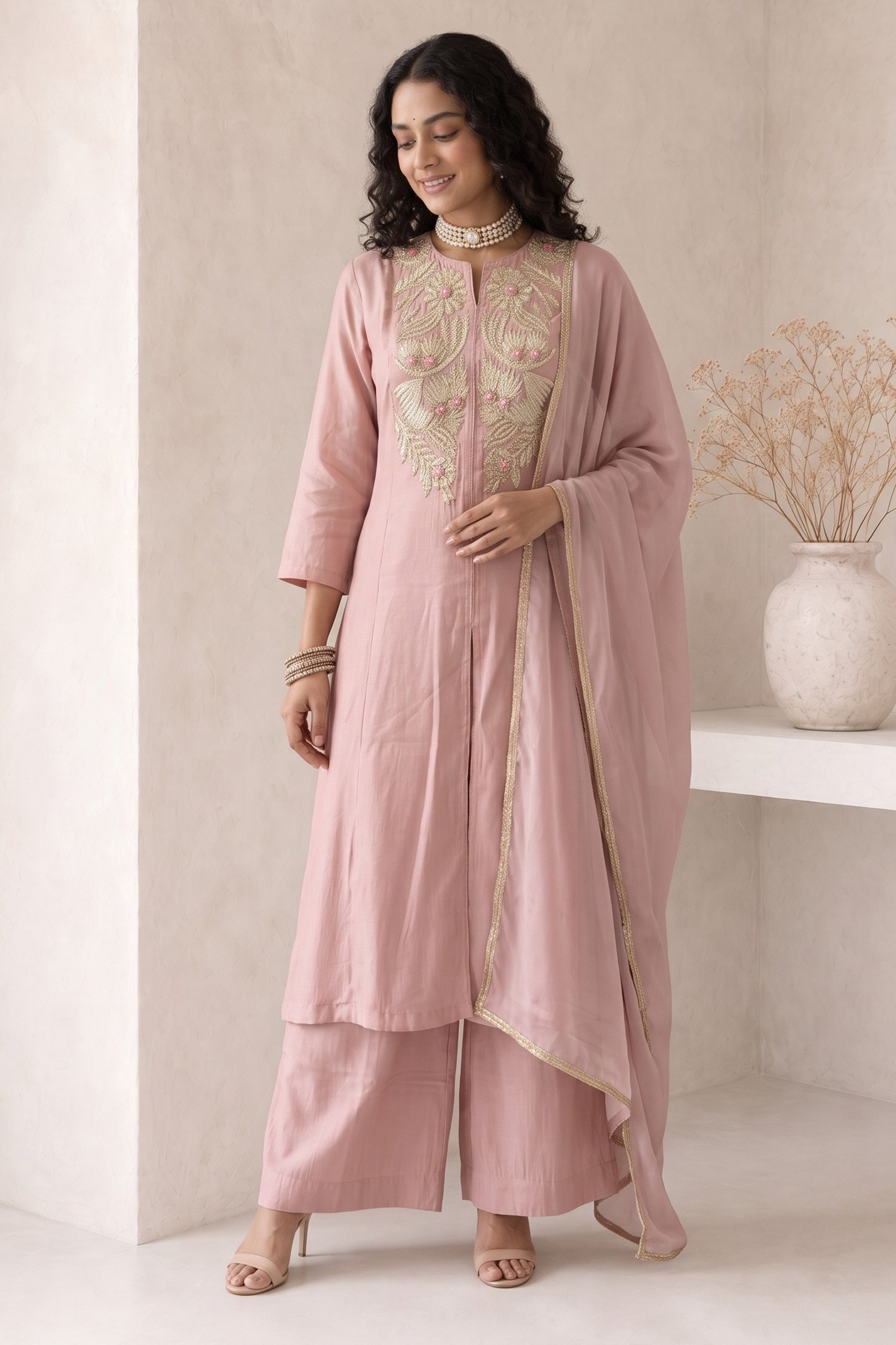 Pink Readymade Embroidered Palazzo Suit-SAR13047_2_SareeButa.com