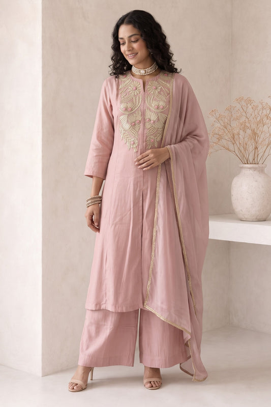 Pink Readymade Embroidered Palazzo Suit-SAR13047_2_SareeButa.com