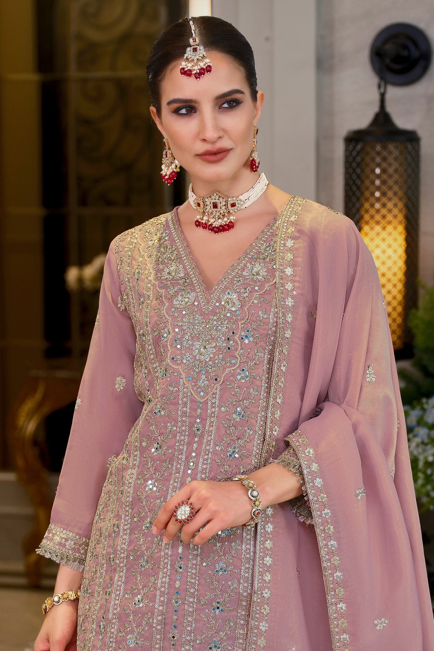 Pink Readymade Embroidered Shimmer Palazzo Suit-SAR11668_3_SareeButa.com