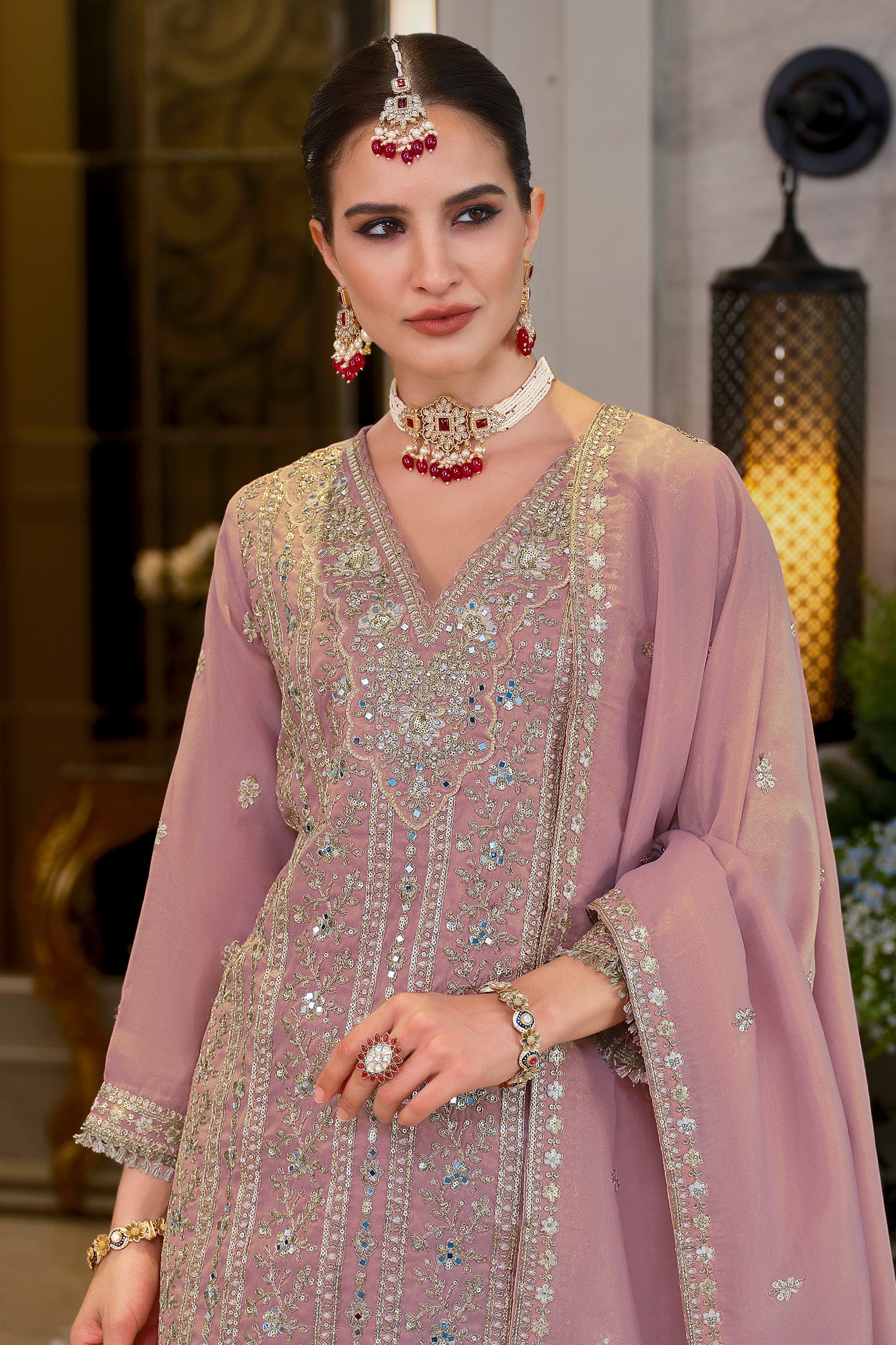 Pink Readymade Embroidered Shimmer Palazzo Suit-SAR11668_3_SareeButa.com