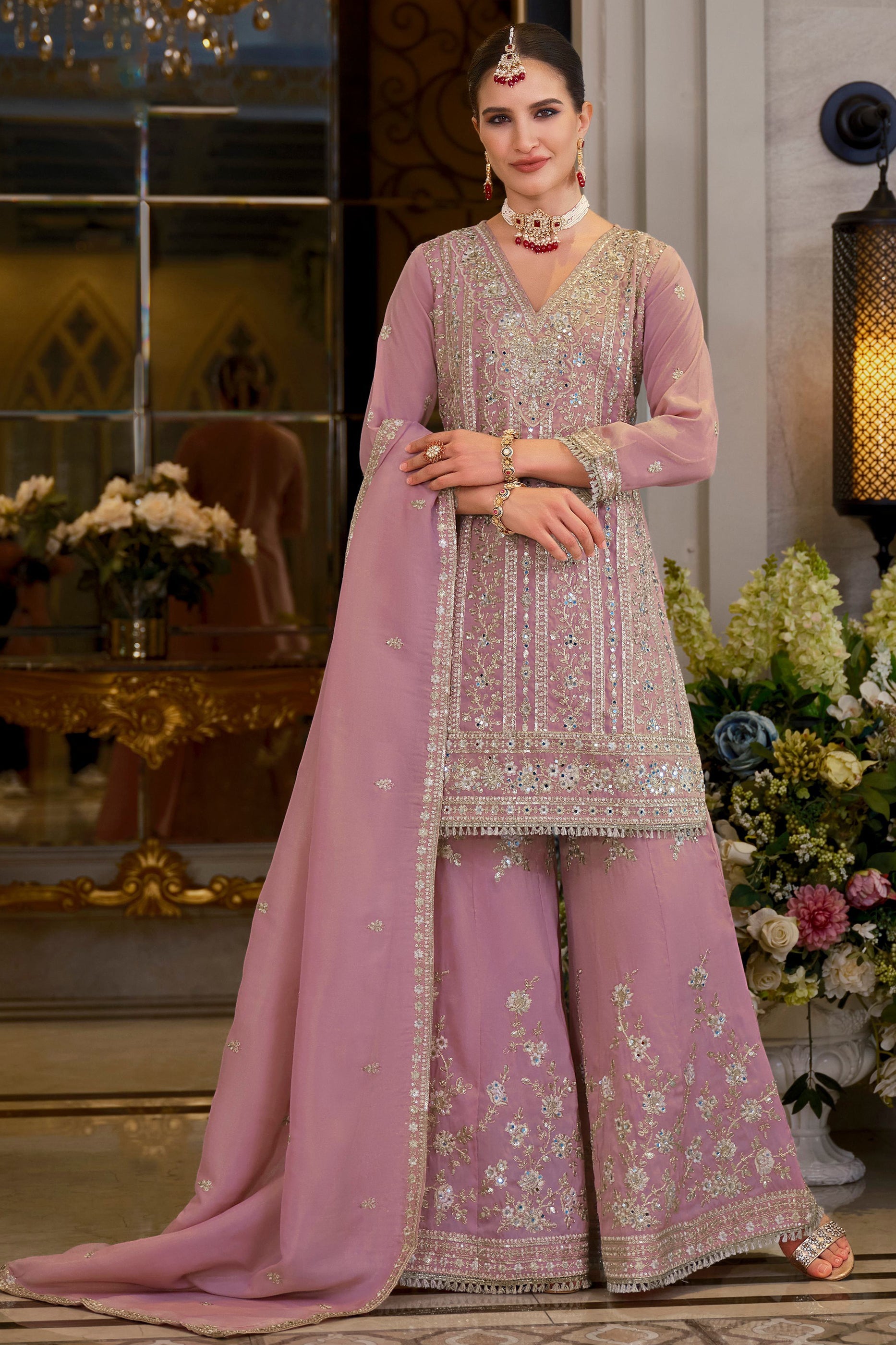 Pink Readymade Embroidered Shimmer Palazzo Suit-SAR11668_4_SareeButa.com