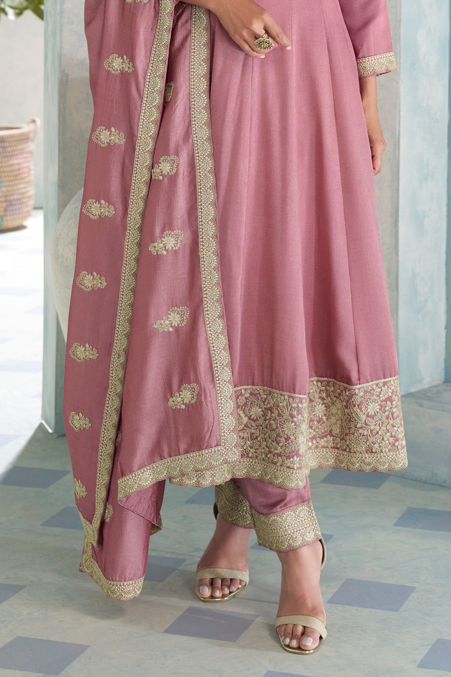 Pink Readymade Embroidered Silk Anarkali Suit-SAR10680_4_SareeButa.com