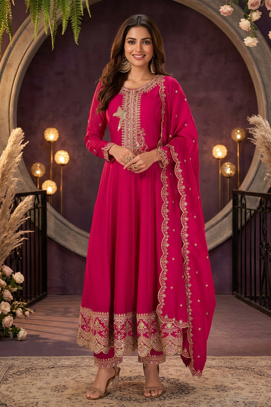 Pink Readymade Embroidered Silk Anarkali Suit-SAR13093_1_SareeButa.com