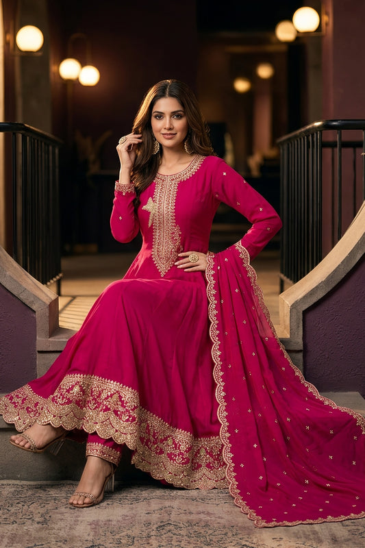 Pink Readymade Embroidered Silk Anarkali Suit-SAR13093_2_SareeButa.com