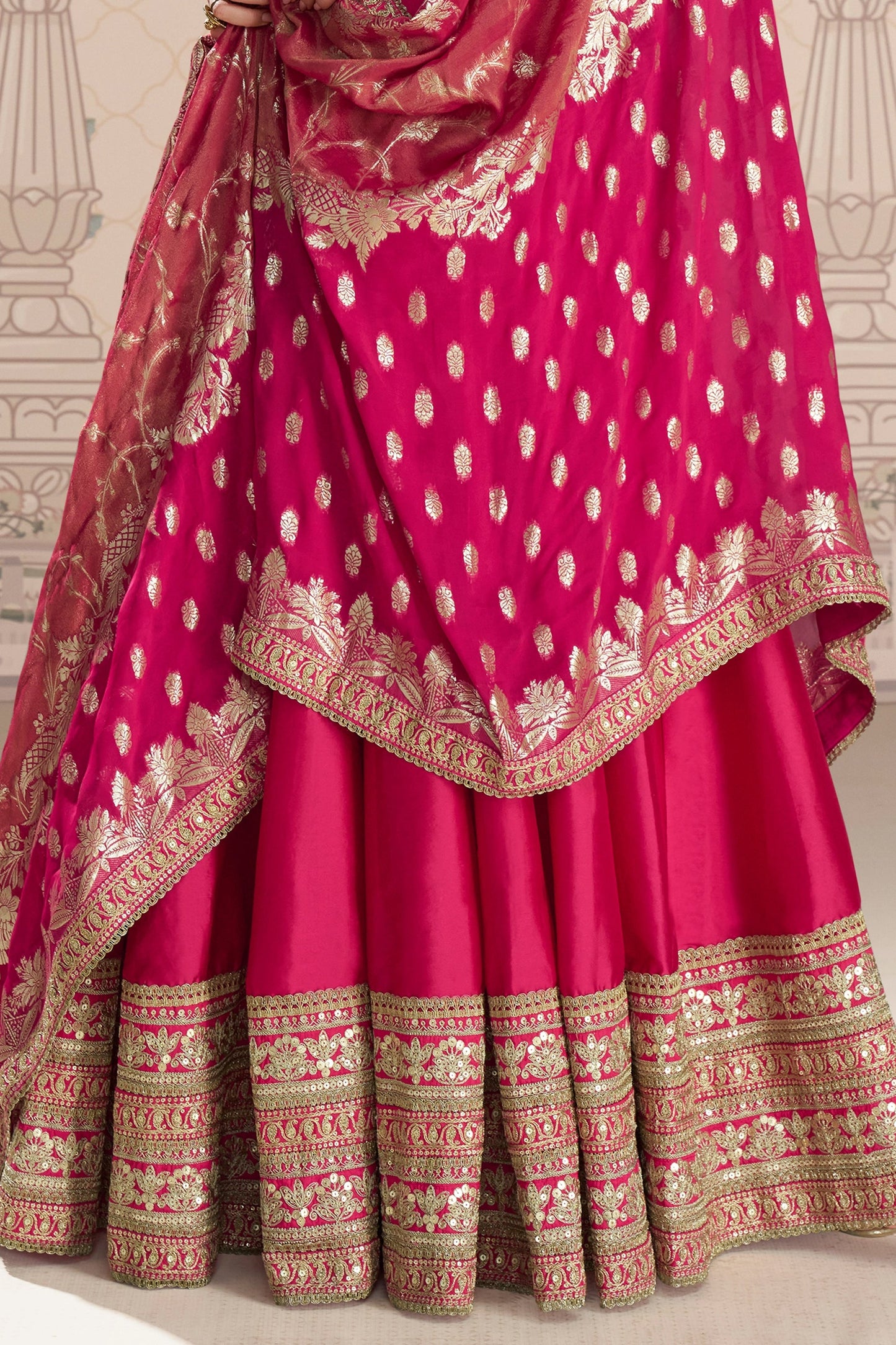 Pink Readymade Embroidered Silk Gown With Dupatta-SAR11086_5_SareeButa.com