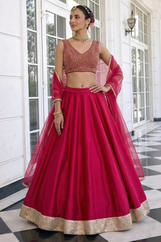 Pink Readymade Embroidered Silk Lehenga-SAR12770_2_SareeButa.com