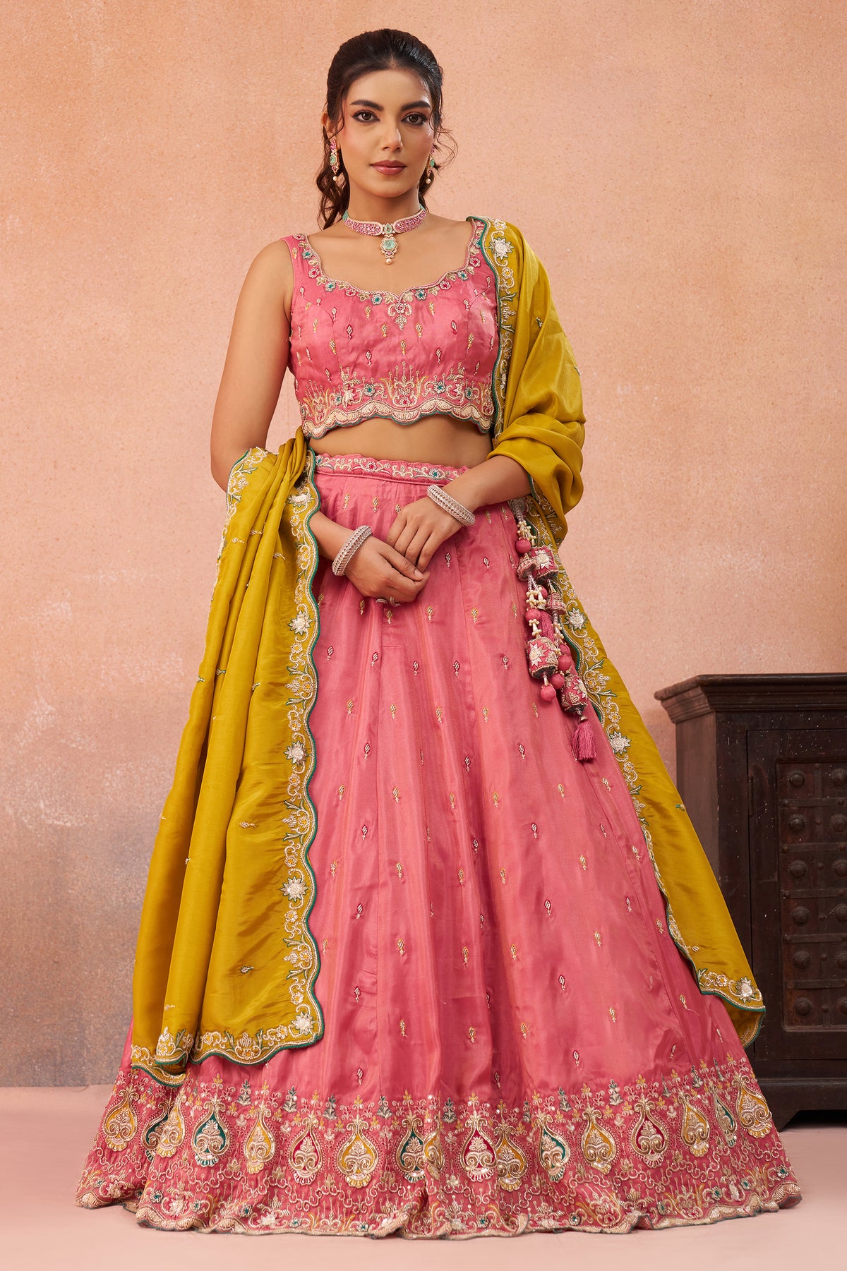 Pink Readymade Embroidered Silk Lehenga-SAR12903_1_SareeButa.com