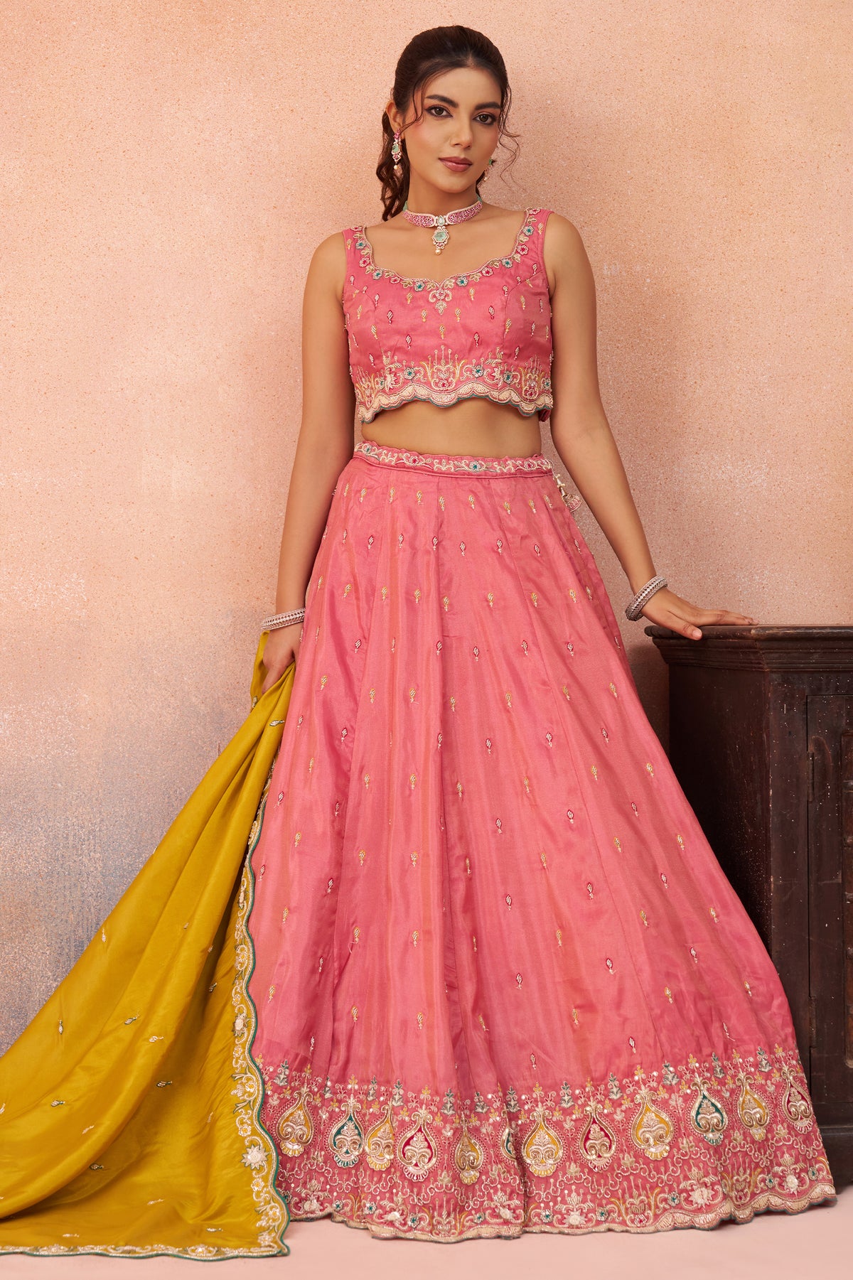 Pink Readymade Embroidered Silk Lehenga-SAR12903_4_SareeButa.com