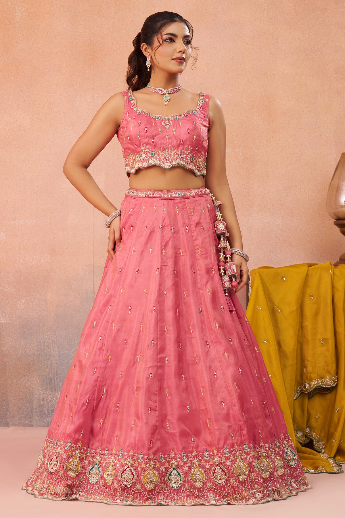 Pink Readymade Embroidered Silk Lehenga-SAR12903_5_SareeButa.com