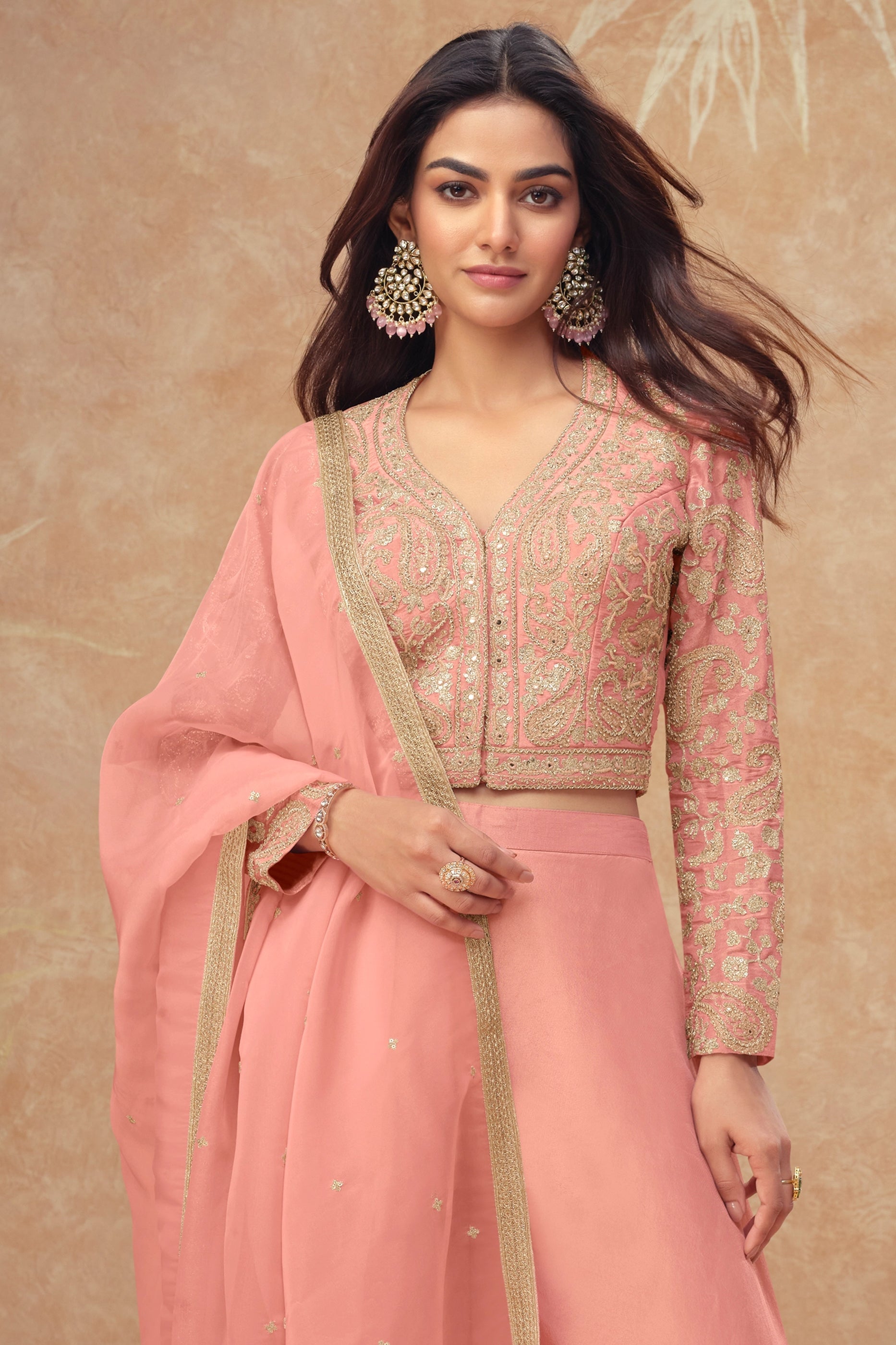 Pink Readymade Embroidered Silk Palazzo Set-SAR10523_3_SareeButa.com