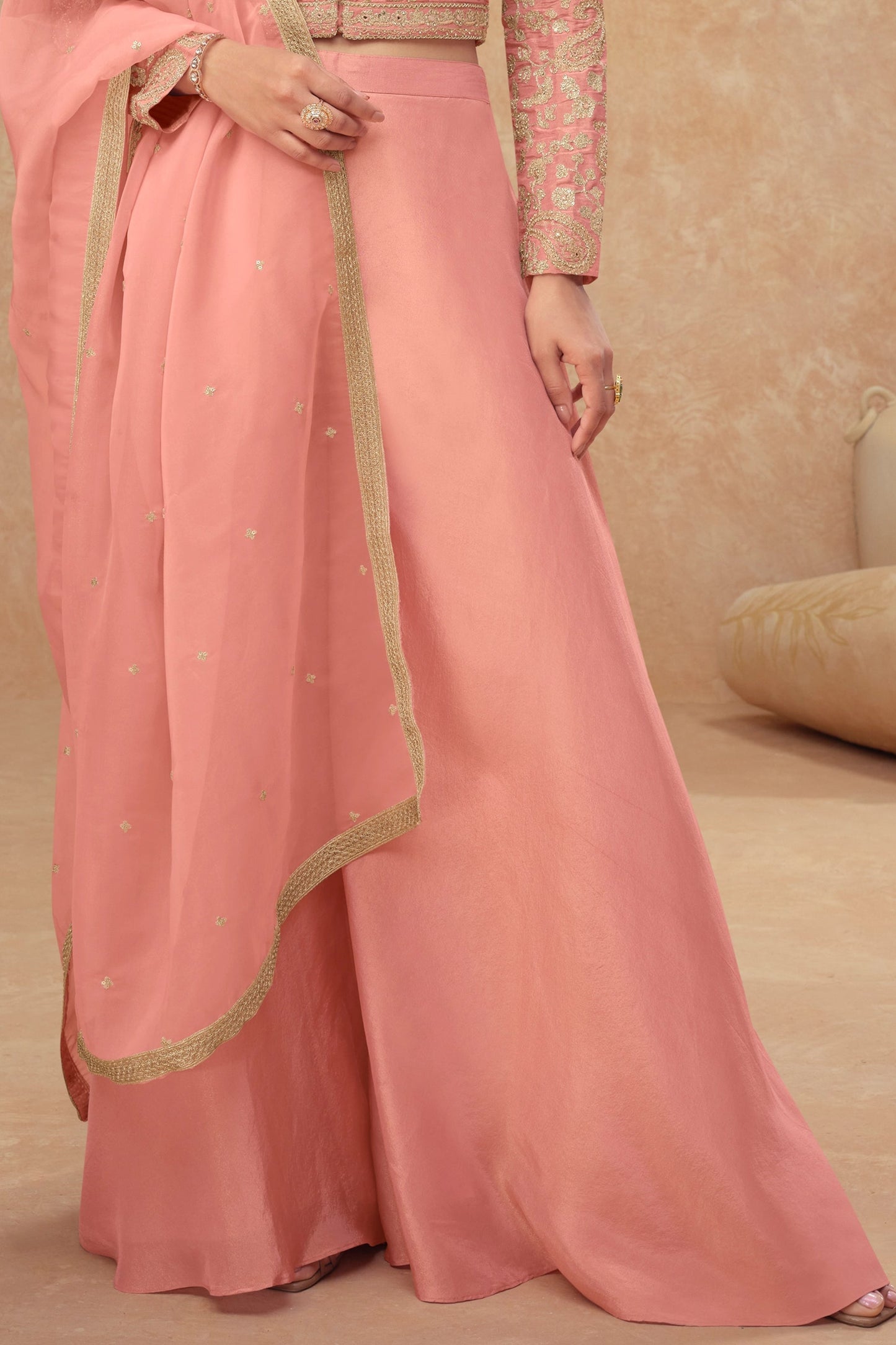 Pink Readymade Embroidered Silk Palazzo Set-SAR10523_4_SareeButa.com