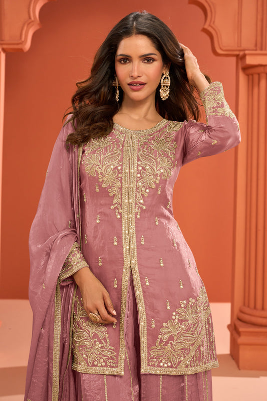 Pink Readymade Embroidered Silk Palazzo Suit-SAR11978_2_SareeButa.com