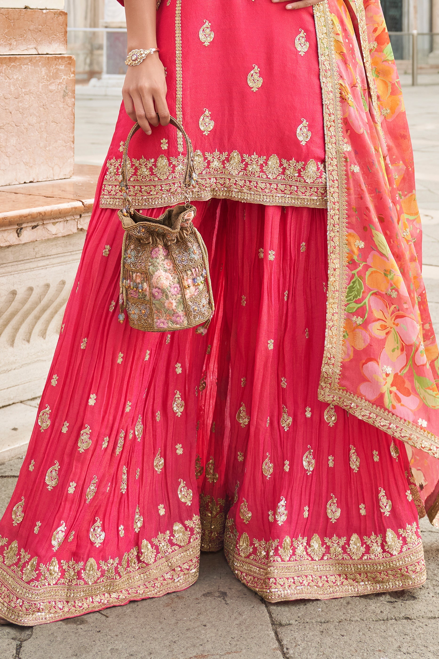 Pink Readymade Embroidered Silk Sharara Suit-SAR10777_5_SareeButa.com