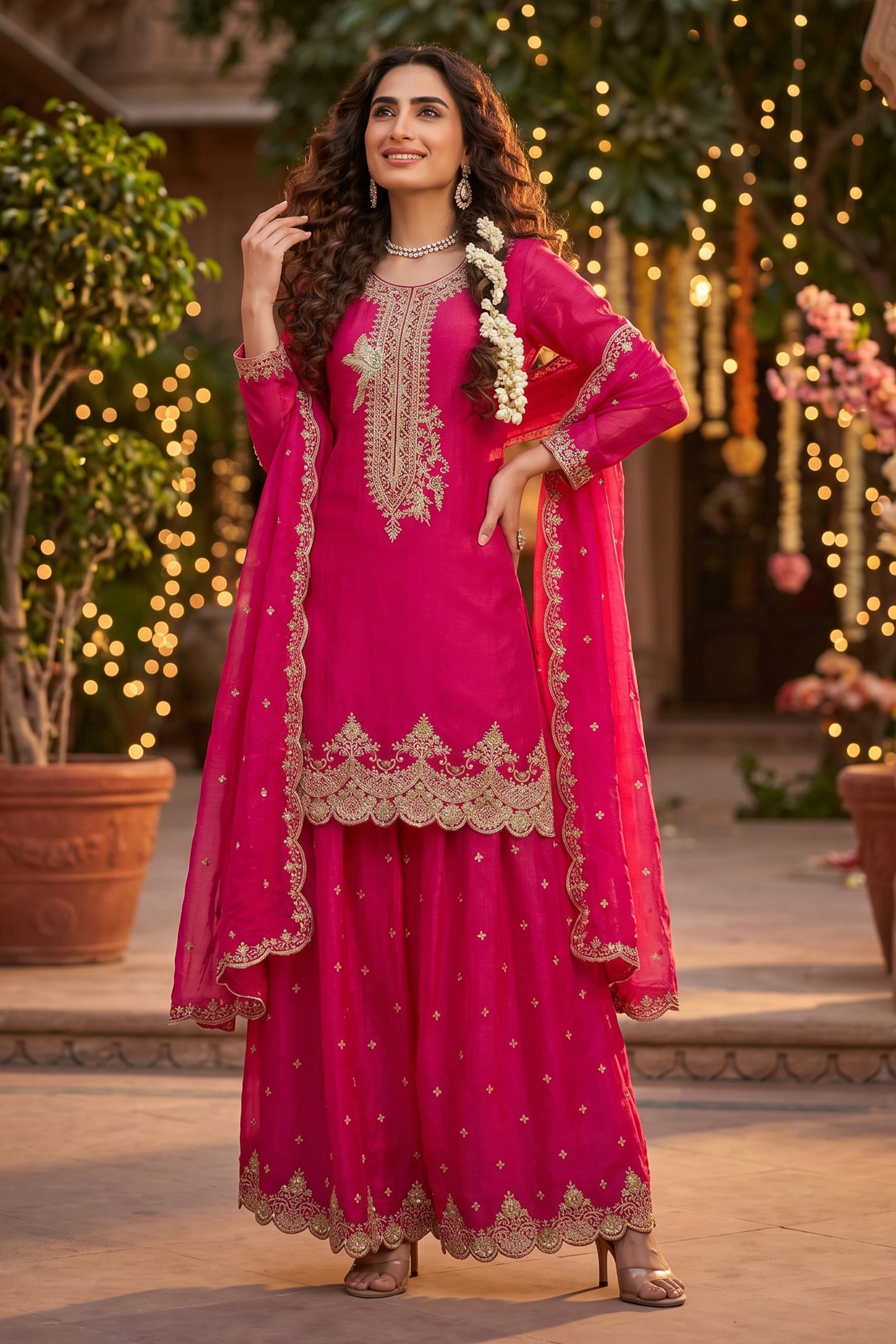 Pink Readymade Embroidered Silk Sharara Suit-SAR12999_1_SareeButa.com