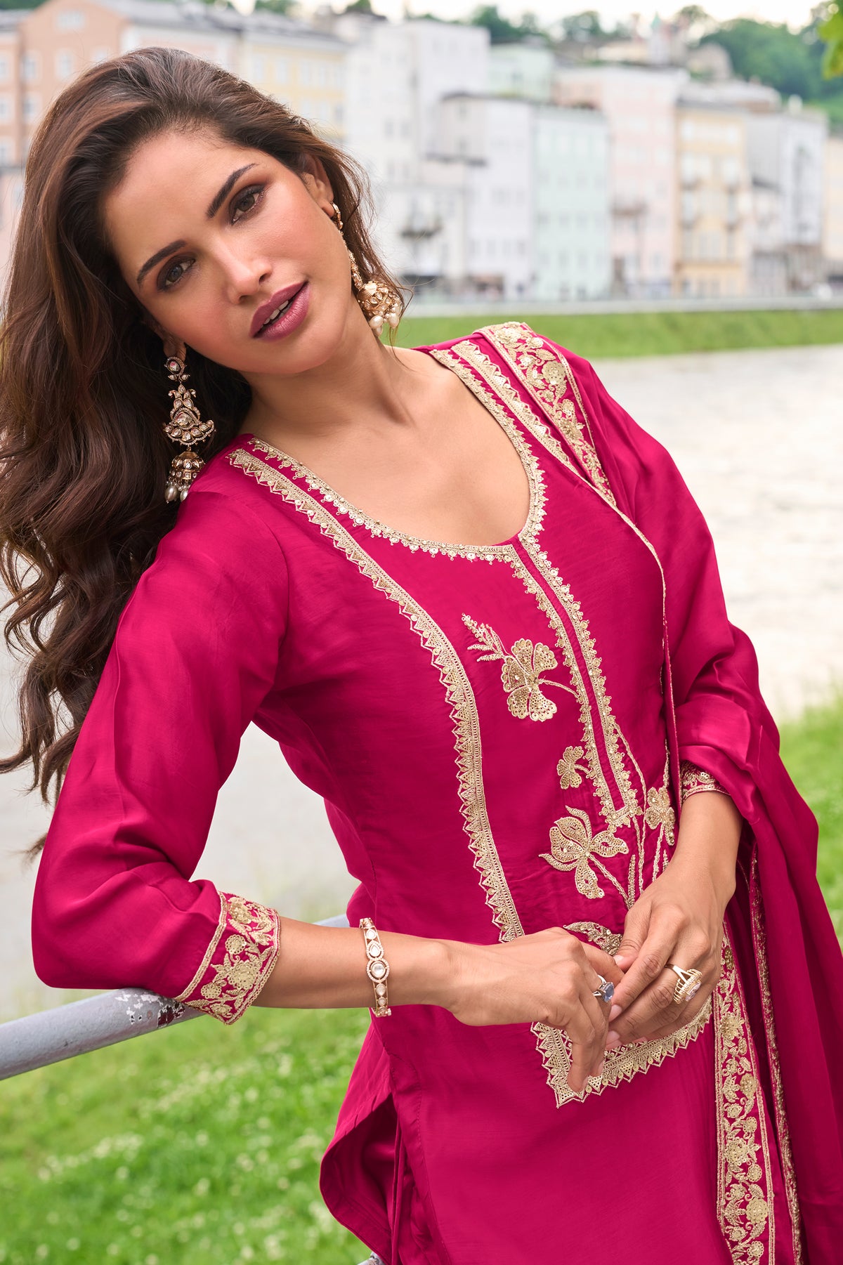 Pink Readymade Embroidered Silk Sharara Suit-SAR13389_2_SareeButa.com