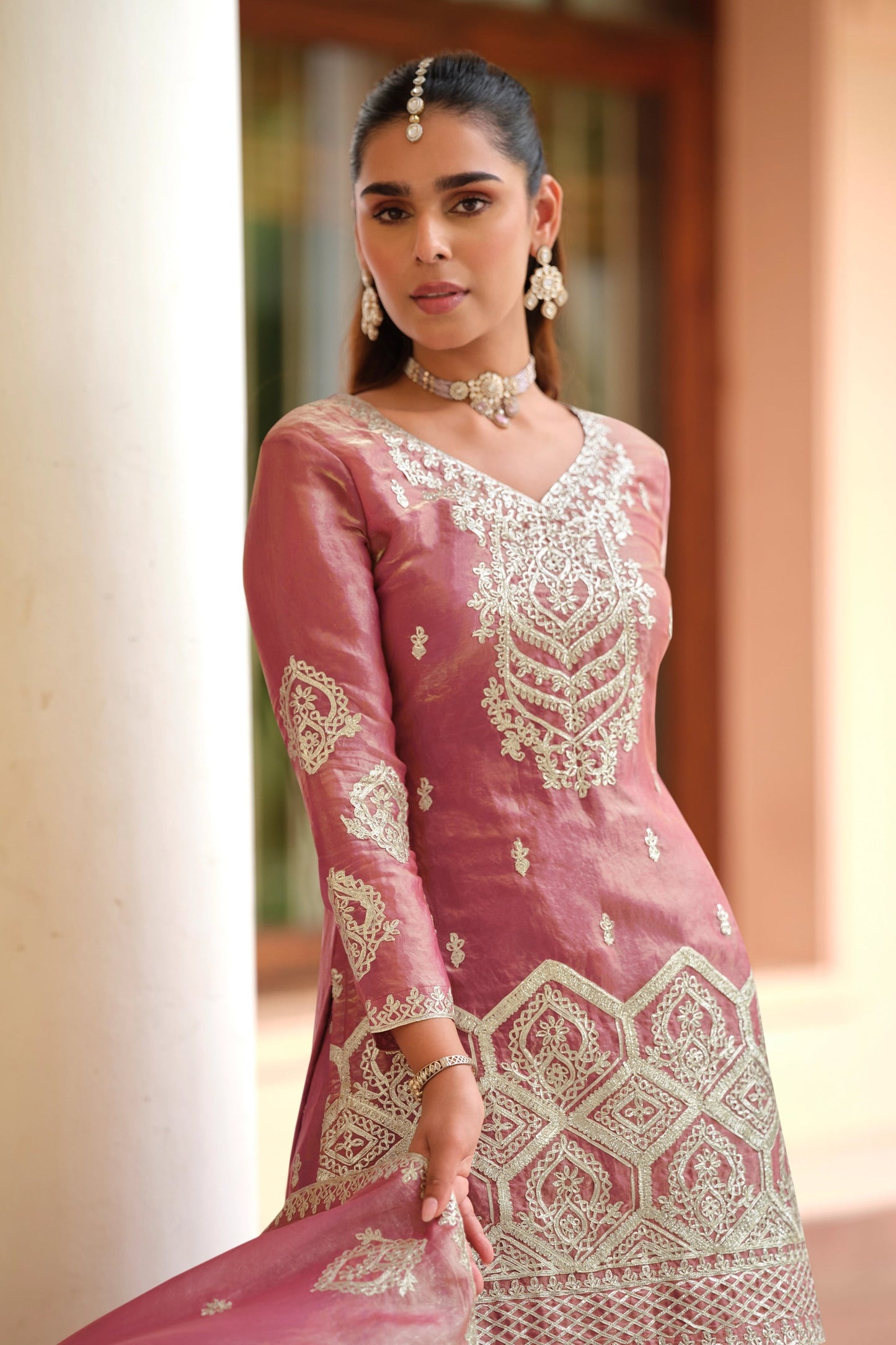 Pink Readymade Embroidered Silk Suit-SAR11059_2_SareeButa.com