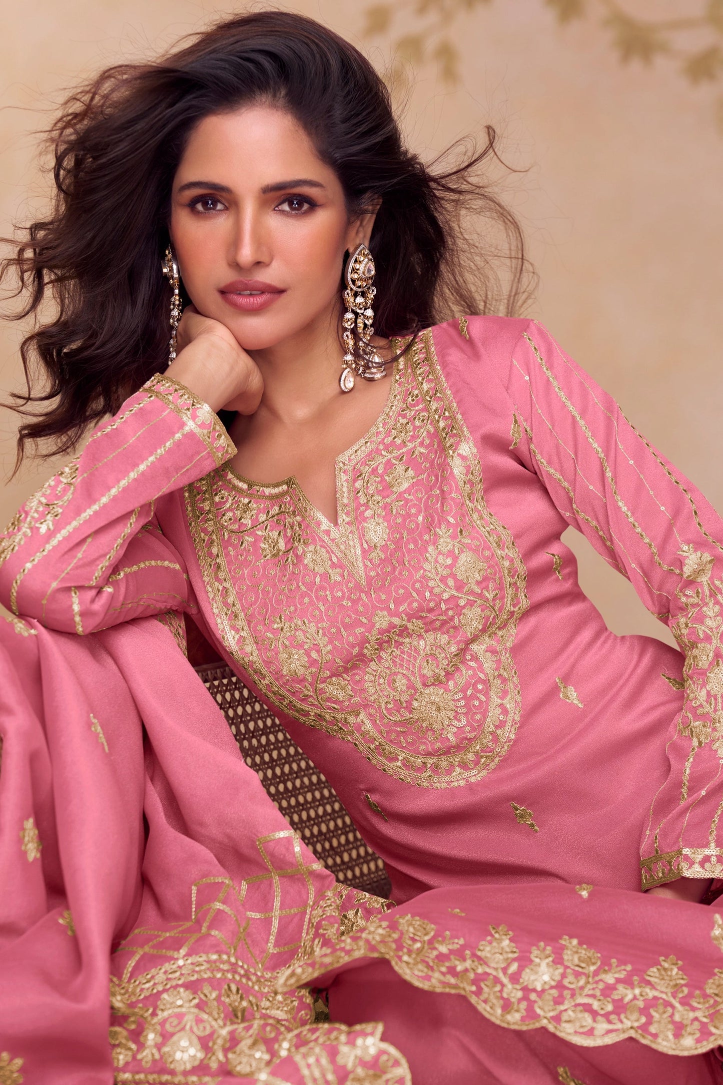 Pink Readymade Embroidered Simar Silk Palazzo Suit-SAR11084_2_SareeButa.com
