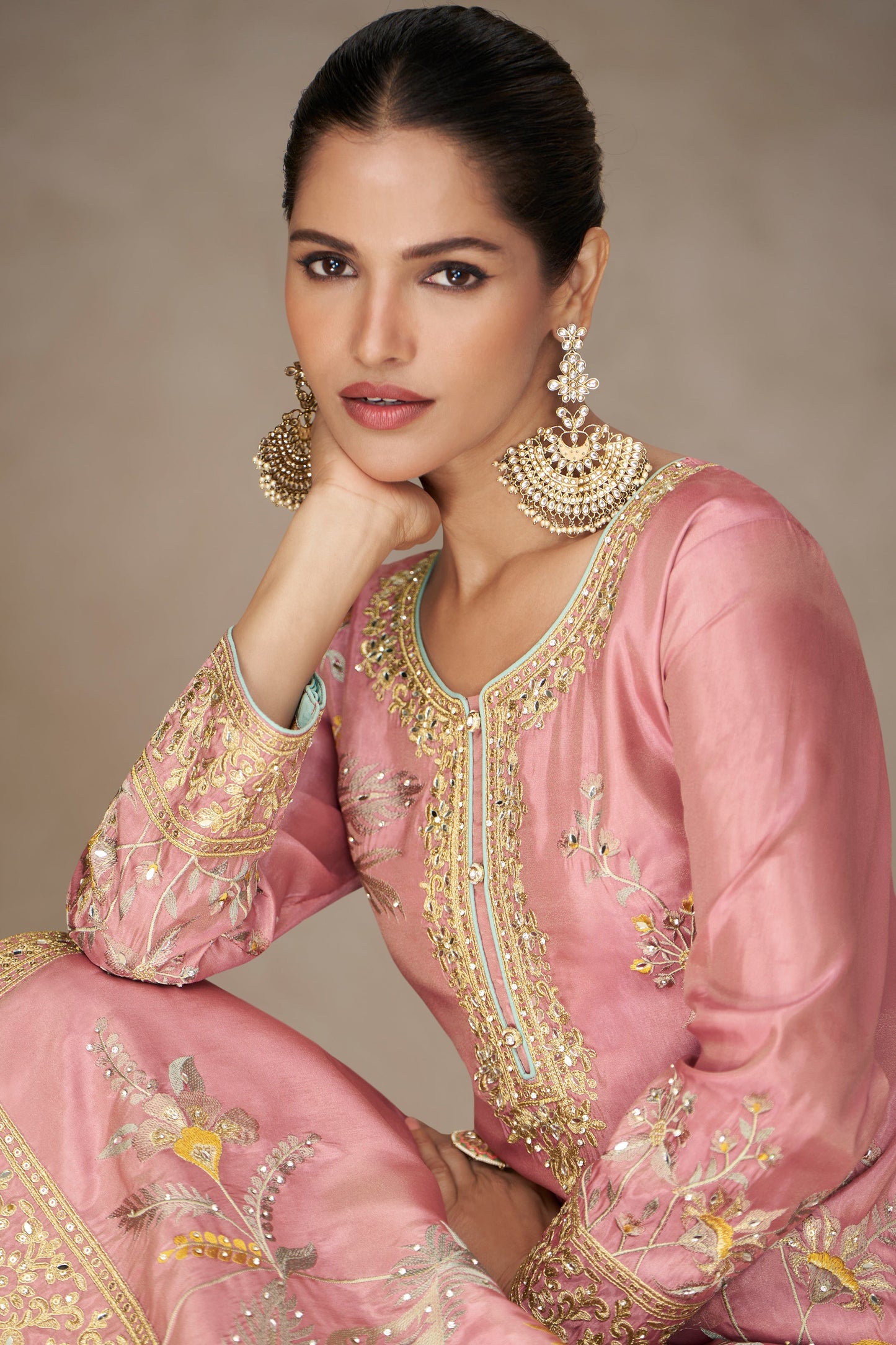 Pink Readymade Embroidered Simar Silk Palazzo Suit-SS745_3_SareeButa.com