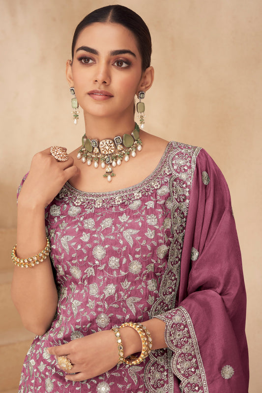 Pink Readymade Embroidered Simar Silk Pallazo Suit-SAR10783_2_SareeButa.com