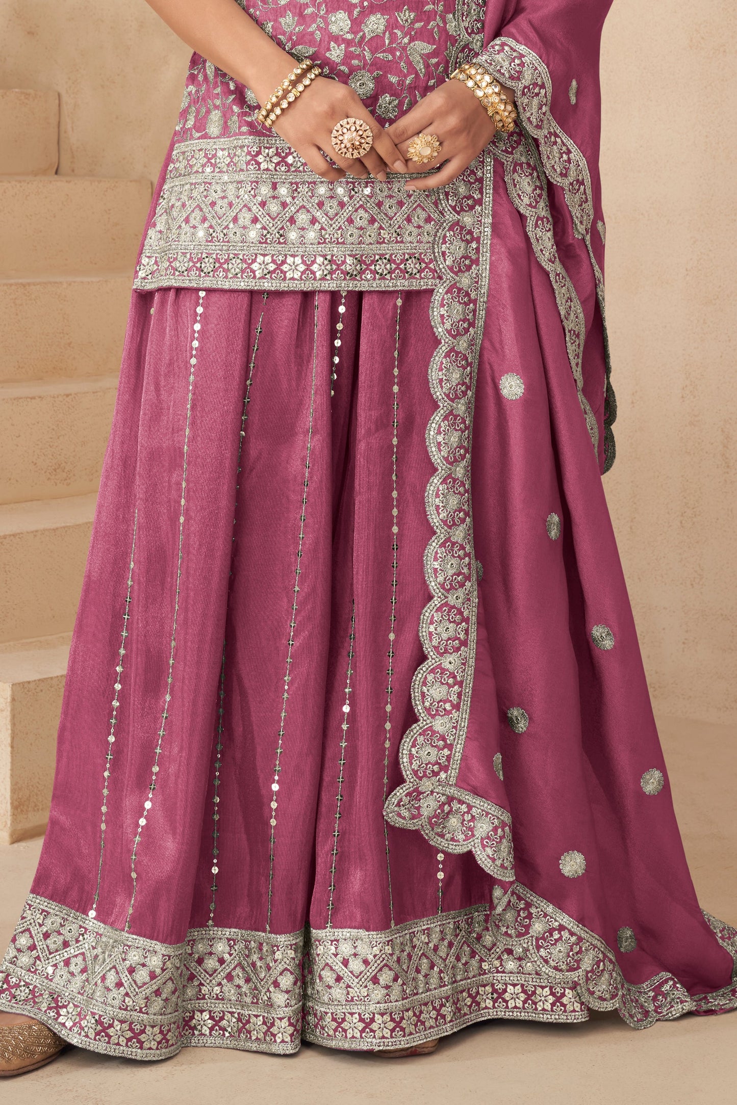 Pink Readymade Embroidered Simar Silk Pallazo Suit-SAR10783_4_SareeButa.com