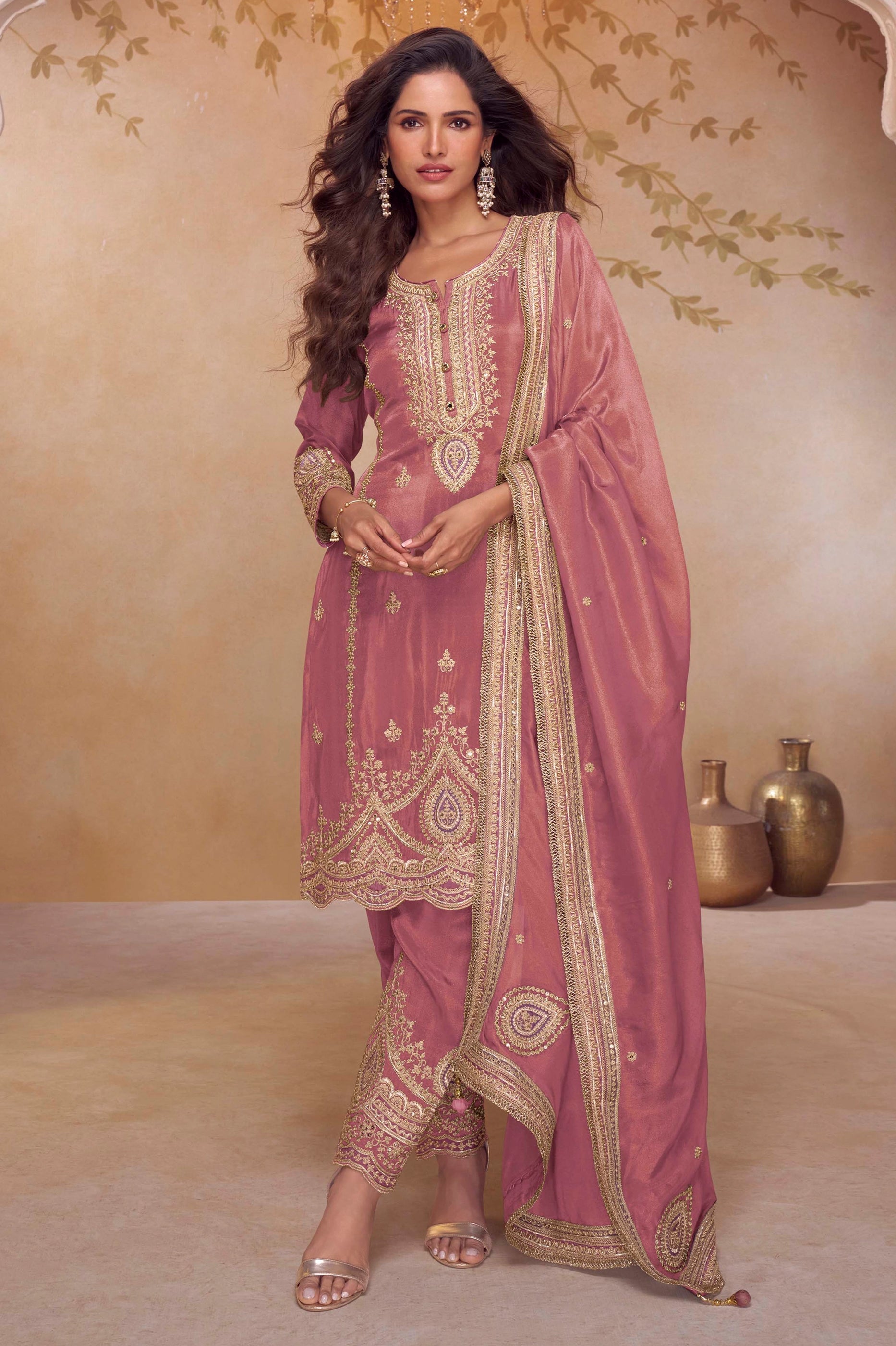 Pink Readymade Embroidered Simar Silk Suit-SAR10648_1_SareeButa.com