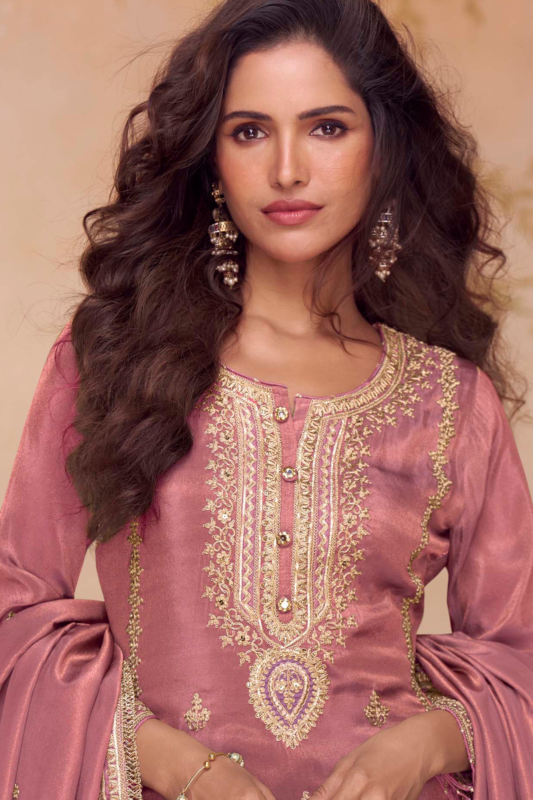 Pink Readymade Embroidered Simar Silk Suit-SAR10648_2_SareeButa.com