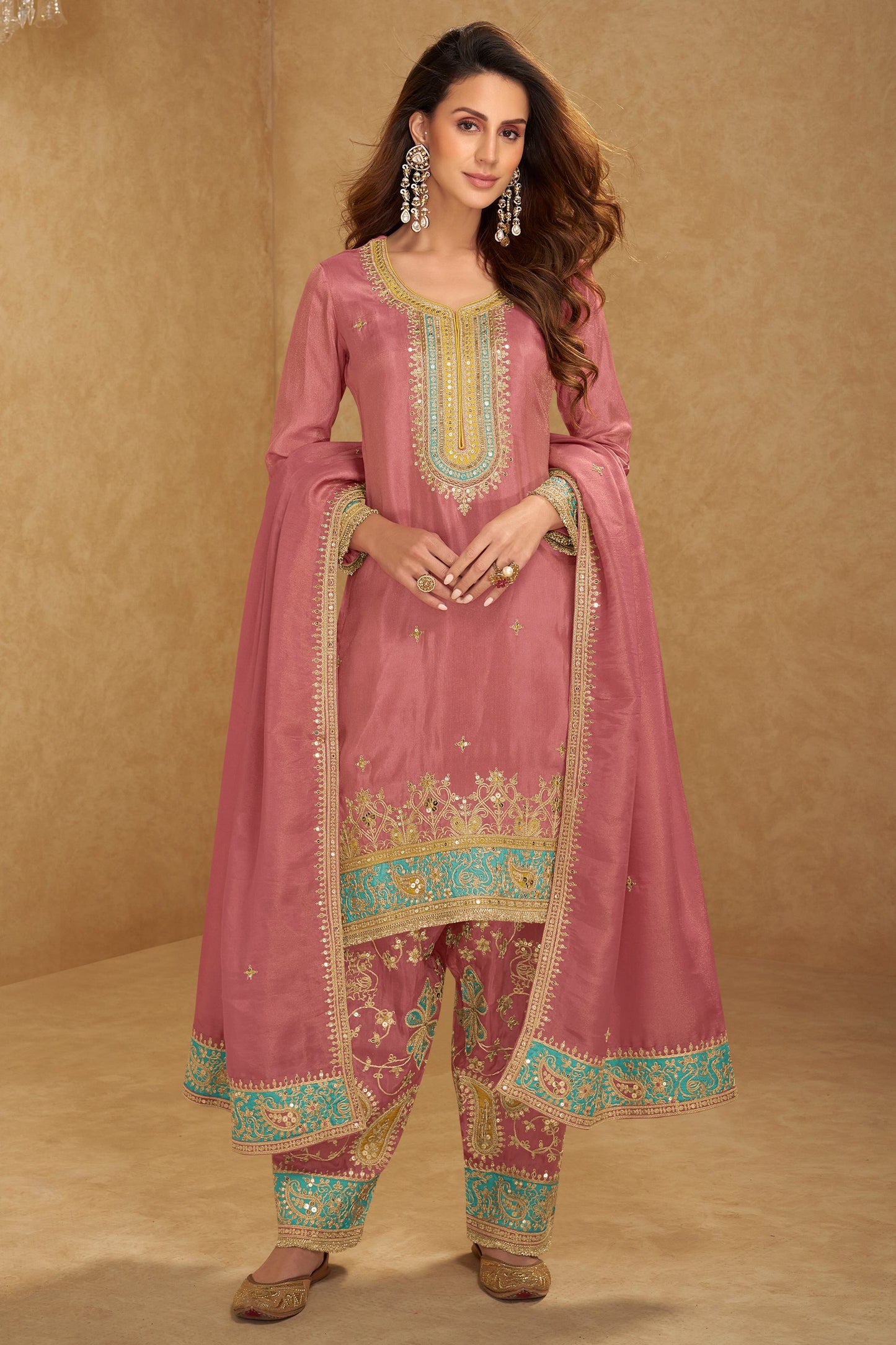 Pink Readymade Embroidered Simar Silk Suit-SAR10656_1_SareeButa.com