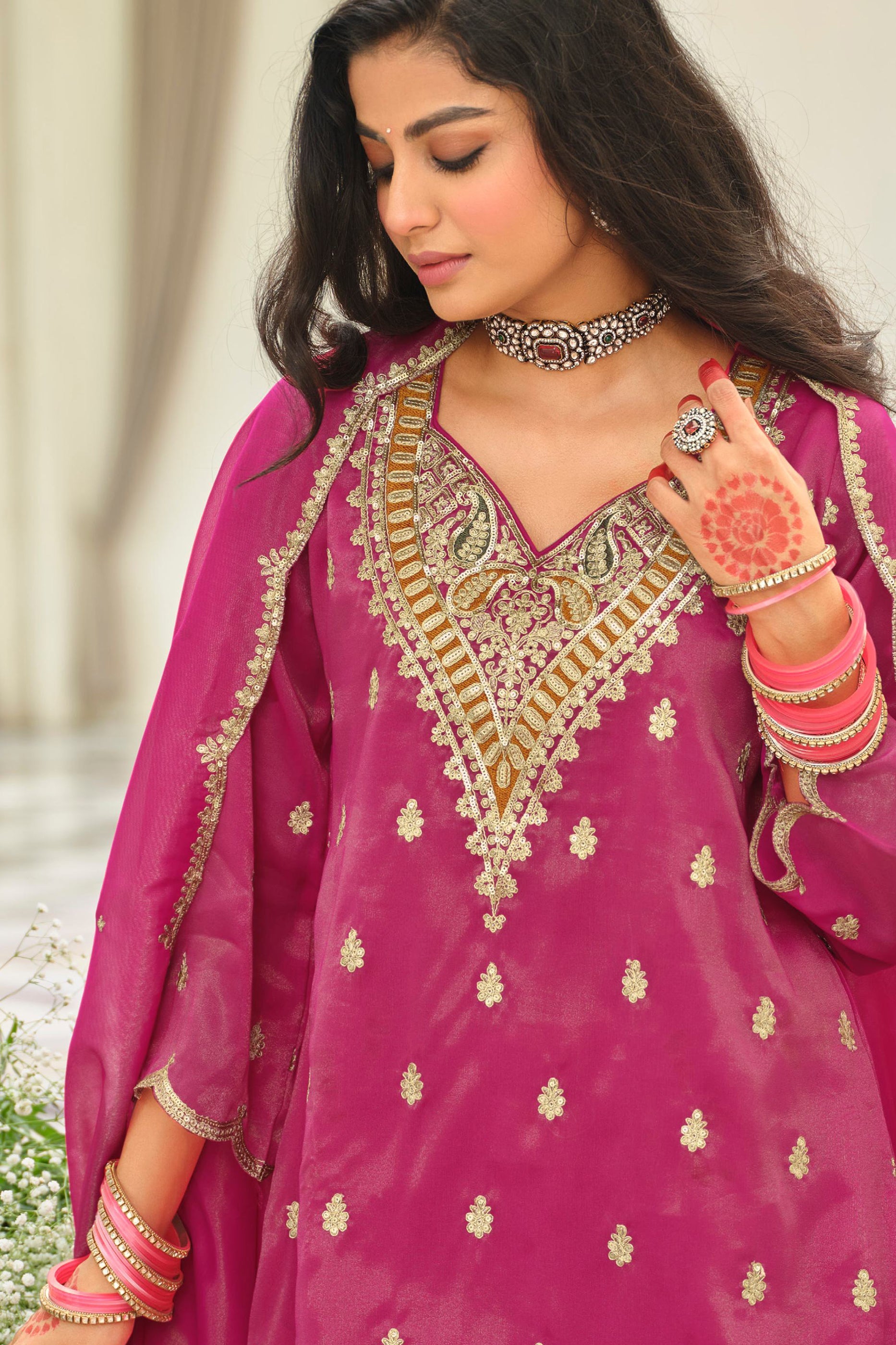 Pink Readymade Embroidered Simar Silk Suit-SAR12121_3_SareeButa.com