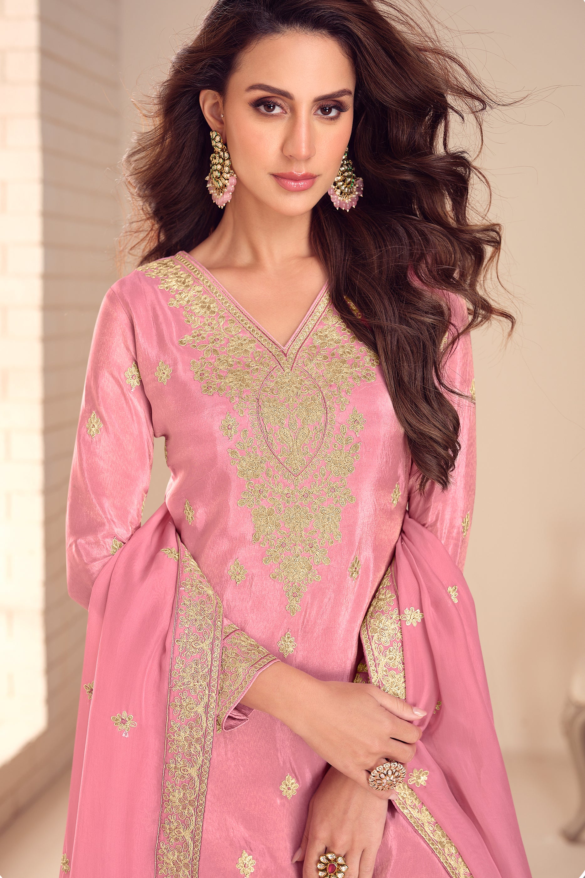 Pink Readymade Embroidered Simar Silk Suit-SAR12237_2_SareeButa.com