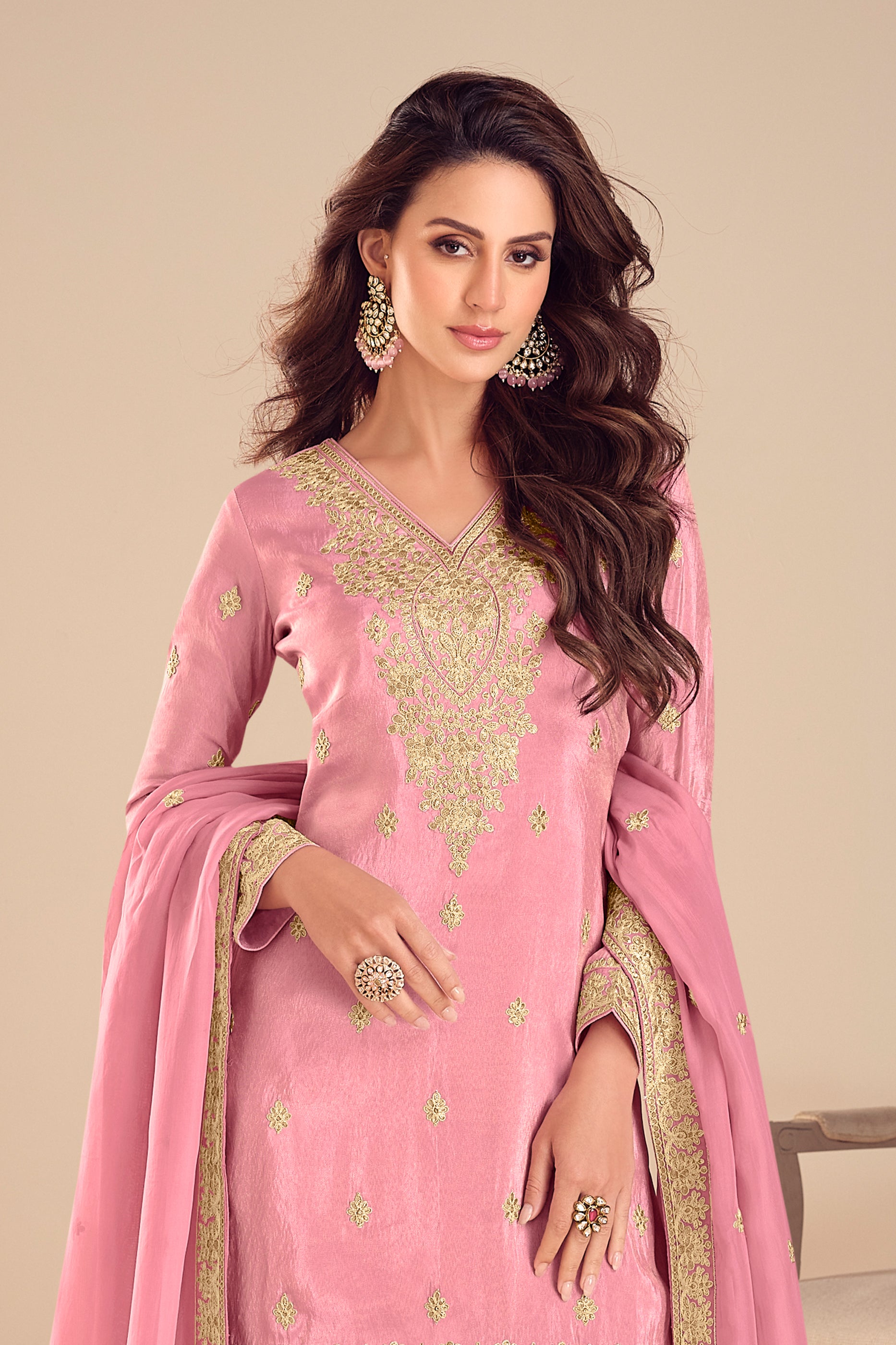 Pink Readymade Embroidered Simar Silk Suit-SAR12237_3_SareeButa.com