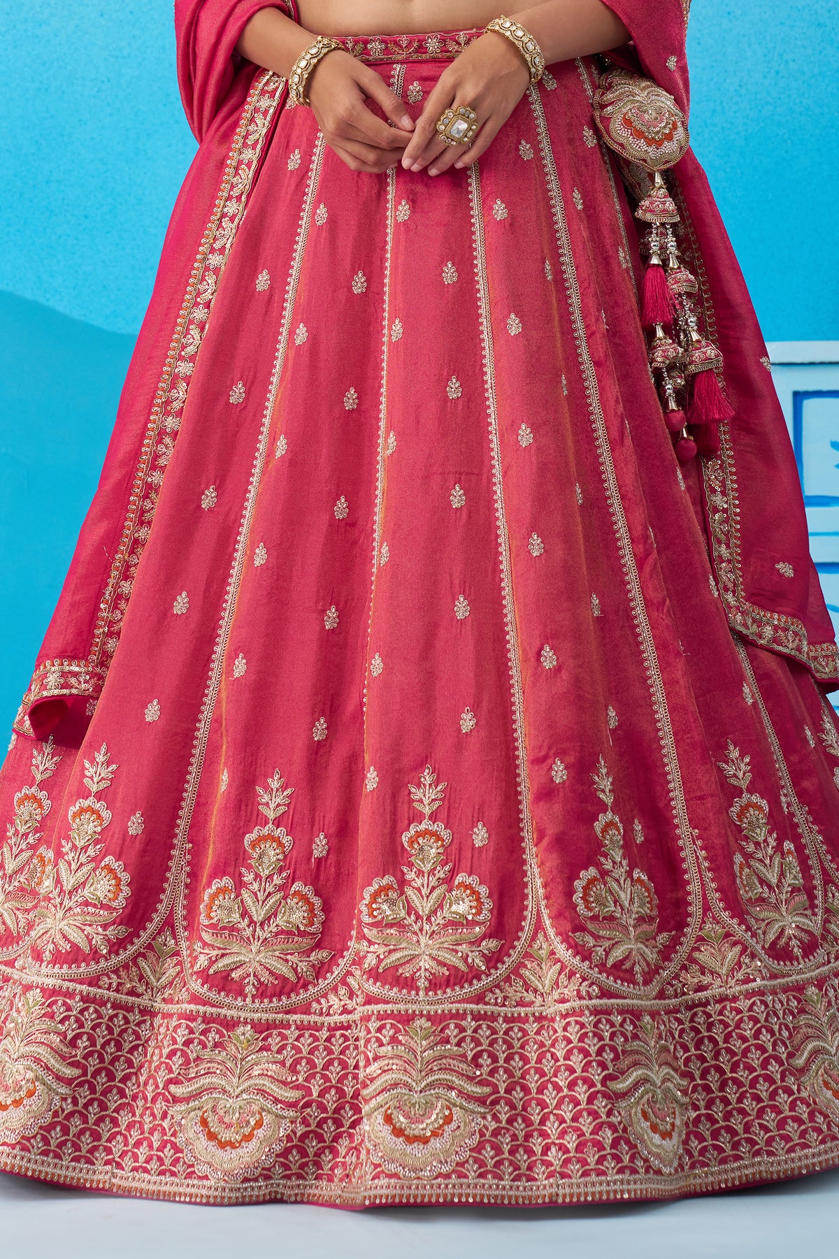 Pink Readymade Embroidered Tissue Lehenga-SAR12901_7_SareeButa.com