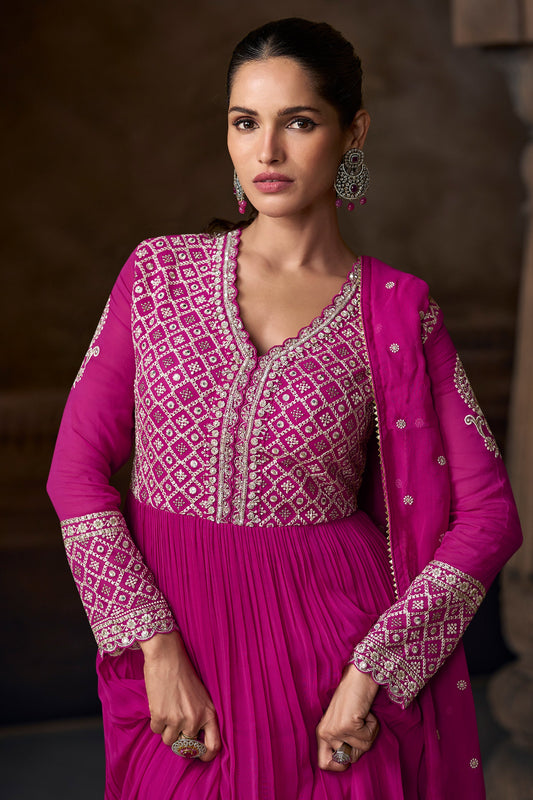 Pink Readymade Georgette Gown With Dupatta-SAR11552_2_SareeButa.com