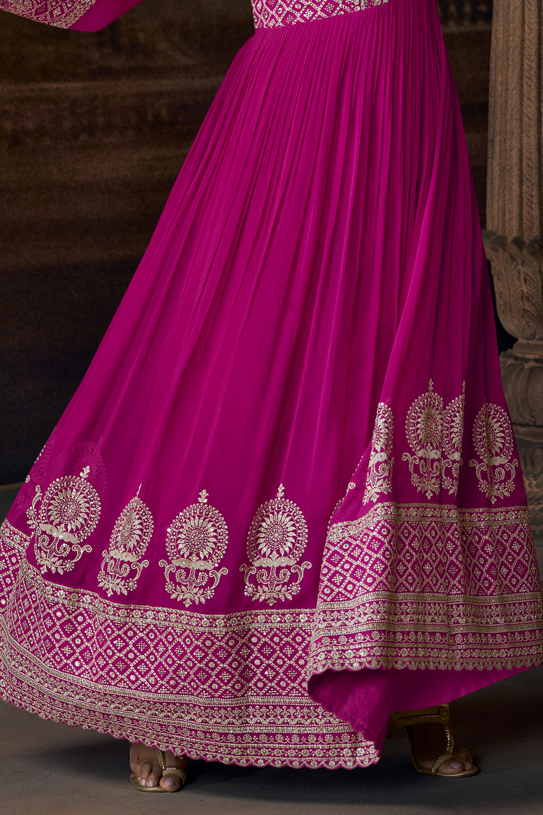 Pink Readymade Georgette Gown With Dupatta-SAR11552_5_SareeButa.com