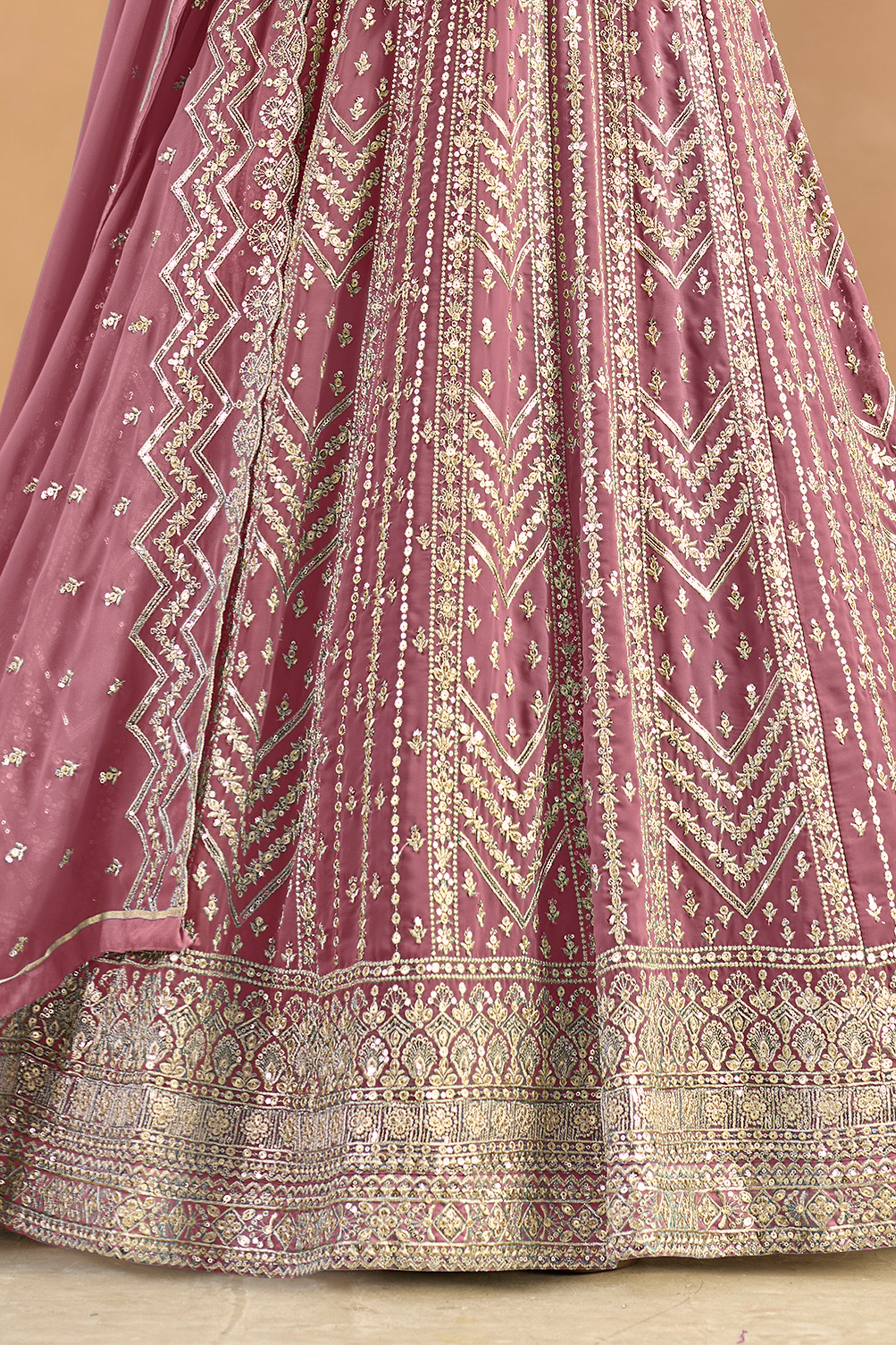 Pink Readymade Georgette Gown With Dupatta-SAR12488_5_SareeButa.com