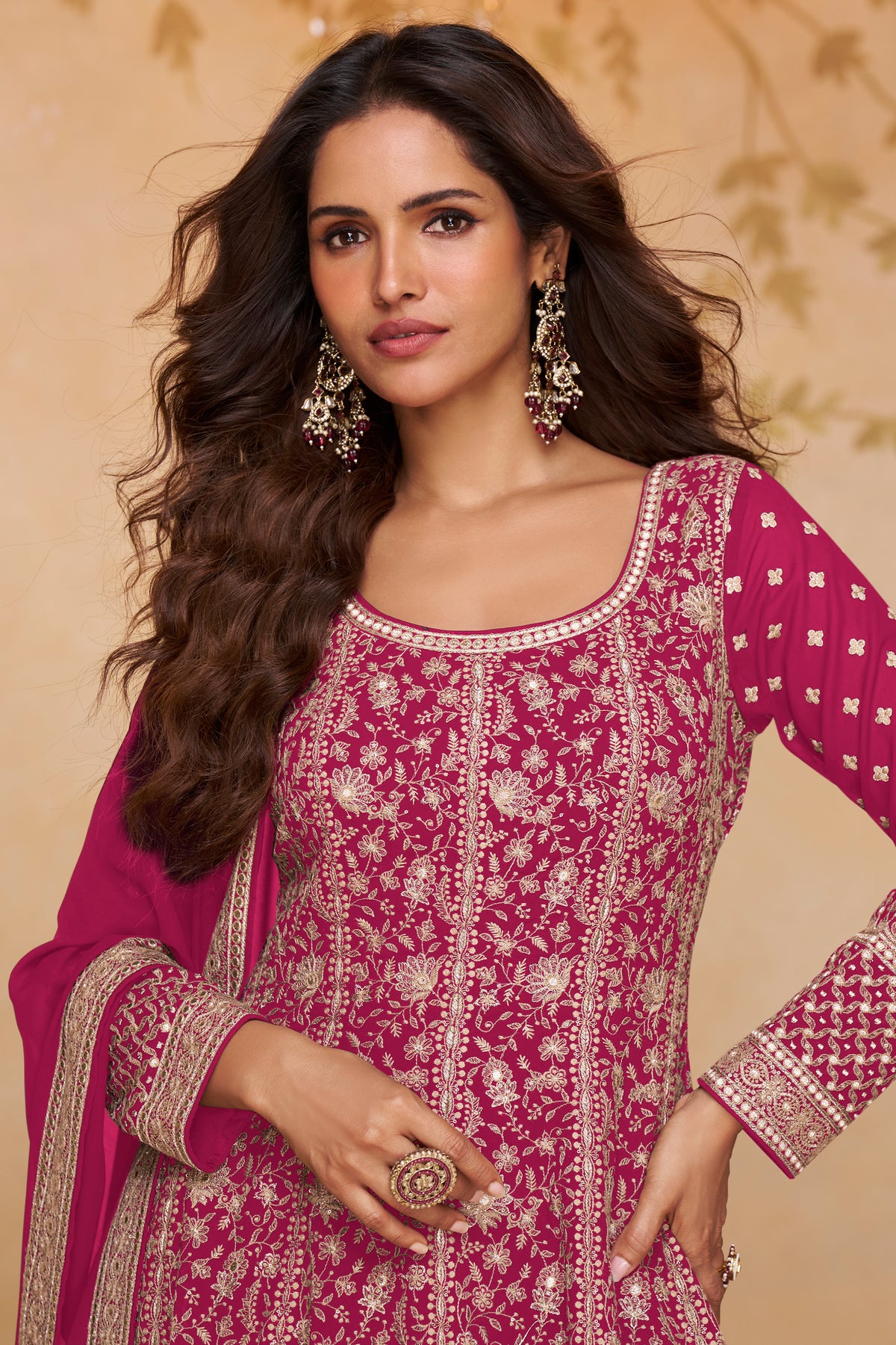 Pink Readymade Georgette Gown with Dupatta-SAR13330_2_SareeButa.com