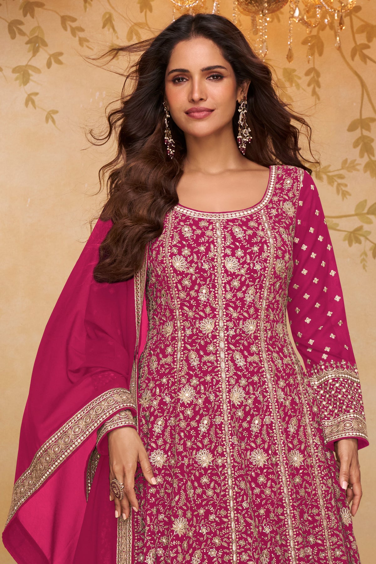 Pink Readymade Georgette Gown with Dupatta-SAR13330_3_SareeButa.com