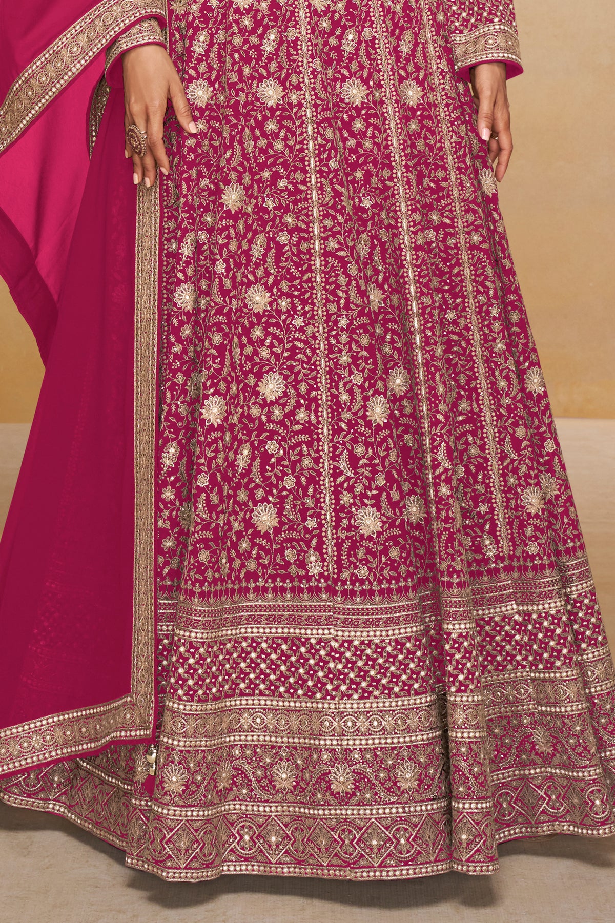 Pink Readymade Georgette Gown with Dupatta-SAR13330_4_SareeButa.com