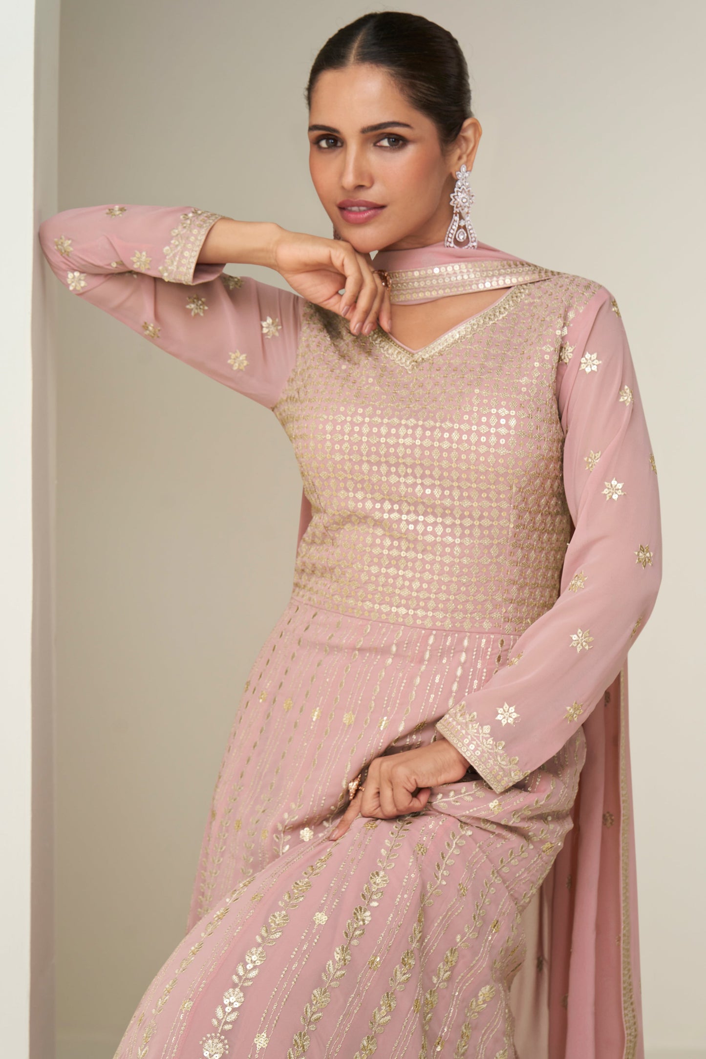 Pink Readymade Georgette Gown with Dupatta-SS812_2_SareeButa.com