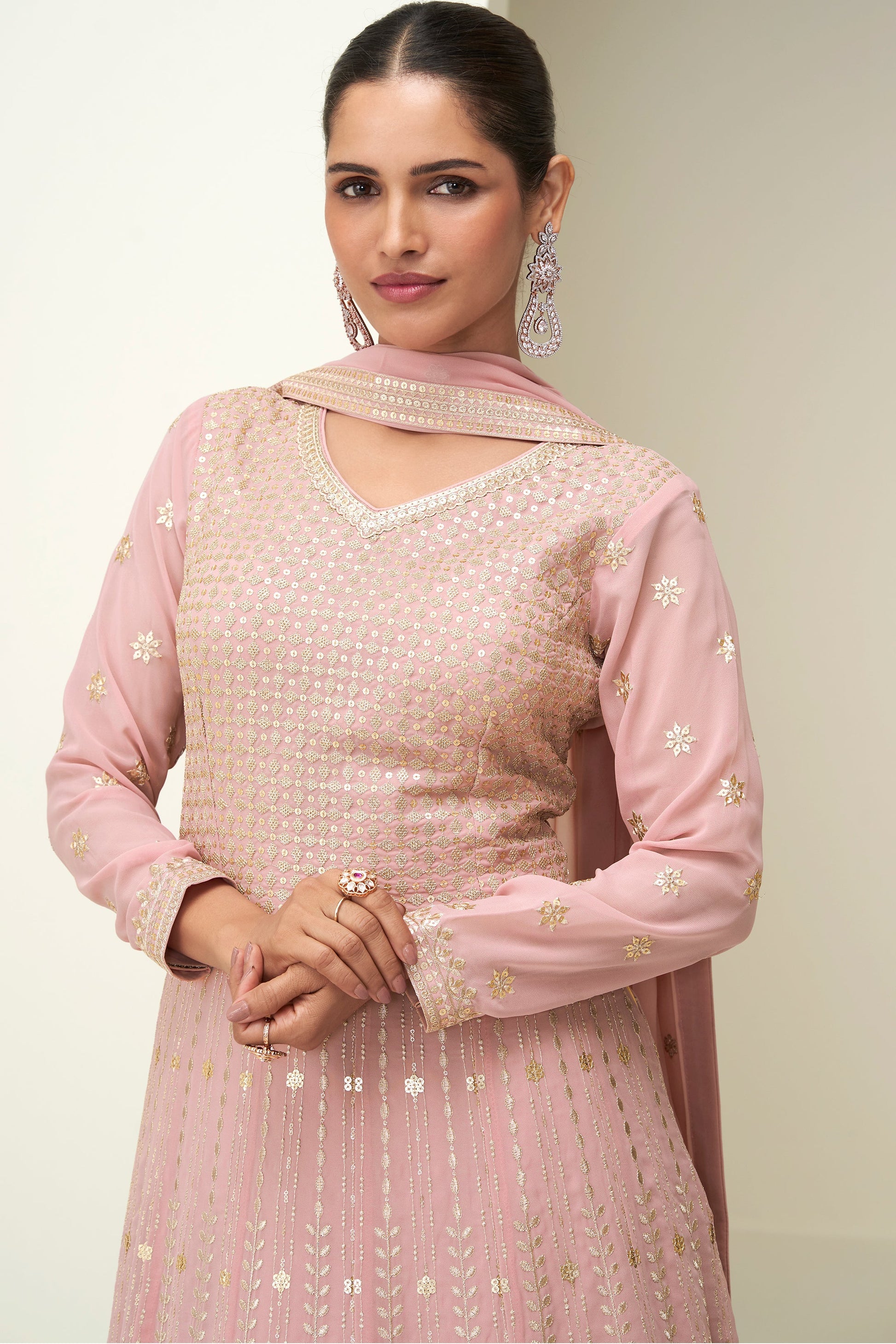 Pink Readymade Georgette Gown with Dupatta-SS812_3_SareeButa.com
