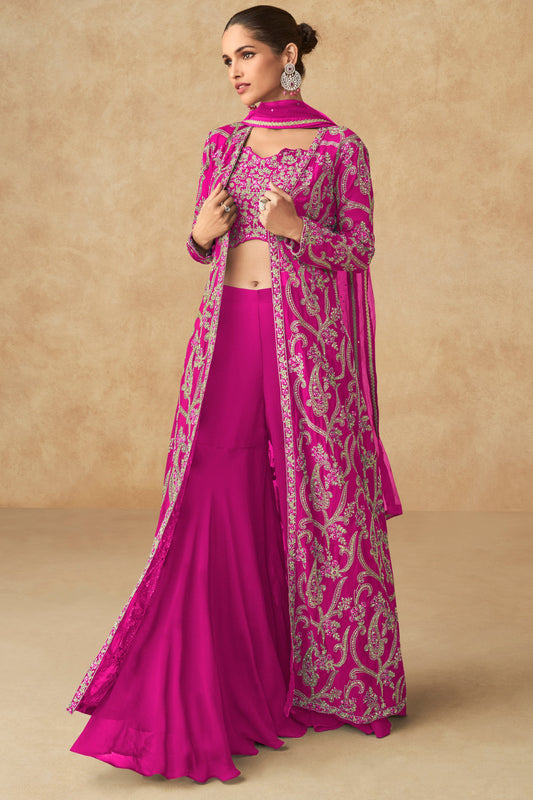 Pink Readymade Georgette Sharara Set -SS590_1_SareeButa.com