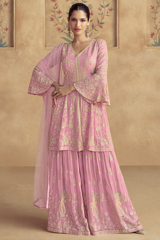 Pink Readymade Georgette Sharara Suit-SS603_1_SareeButa.com