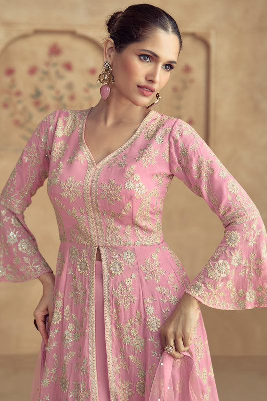 Pink Readymade Georgette Sharara Suit-SS603_2_SareeButa.com