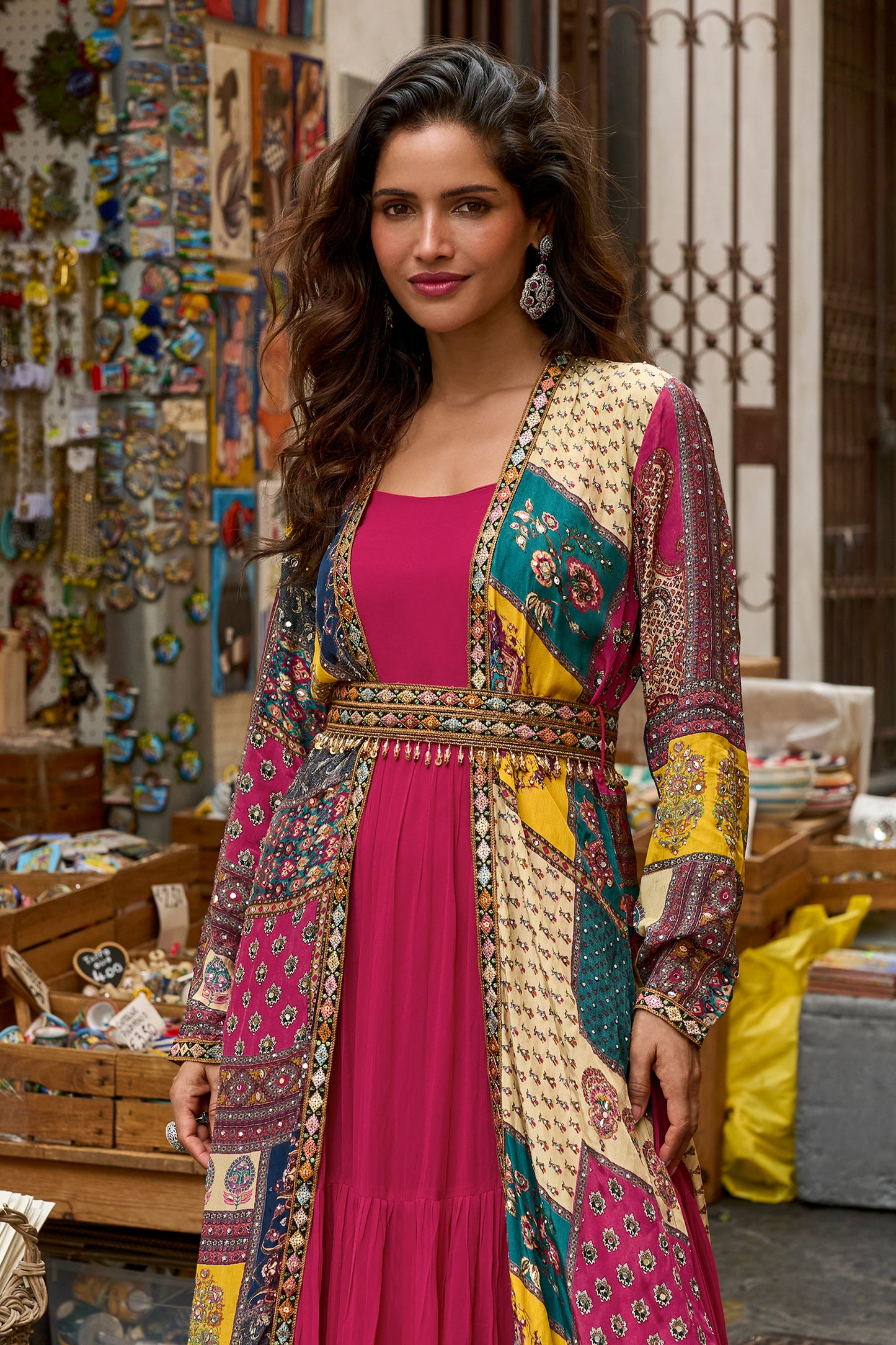 Pink Readymade Georgette Silk Gown with Jacket-SAR13159_4_SareeButa.com