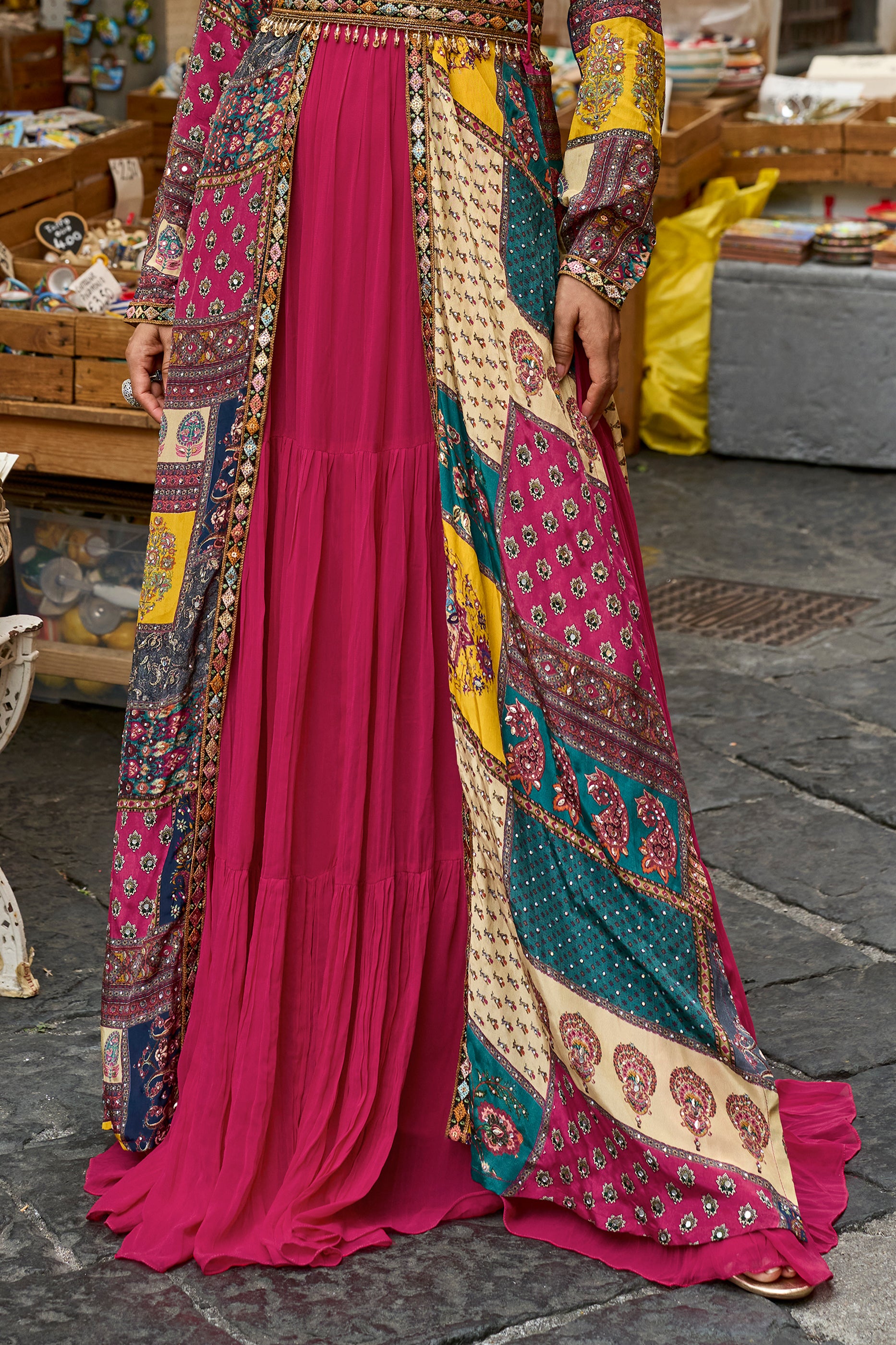Pink Readymade Georgette Silk Gown with Jacket-SAR13159_5_SareeButa.com