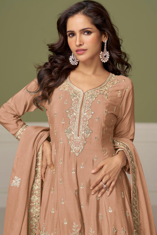 Pink Readymade Heavy Work Chinon A-line Suit-SS885_2_SareeButa.com