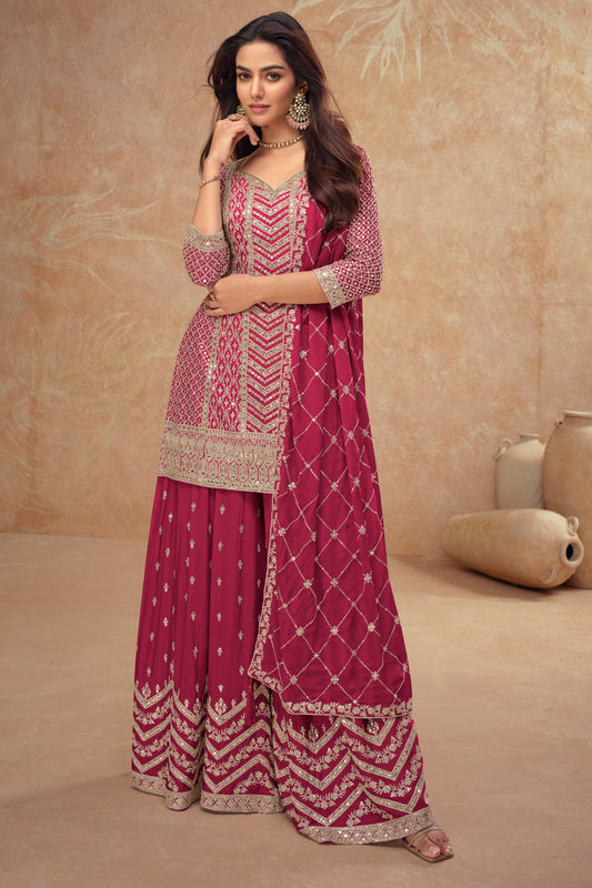 Pink Readymade Heavy Work Chinon Silk Suit-SS540_1_SareeButa.com