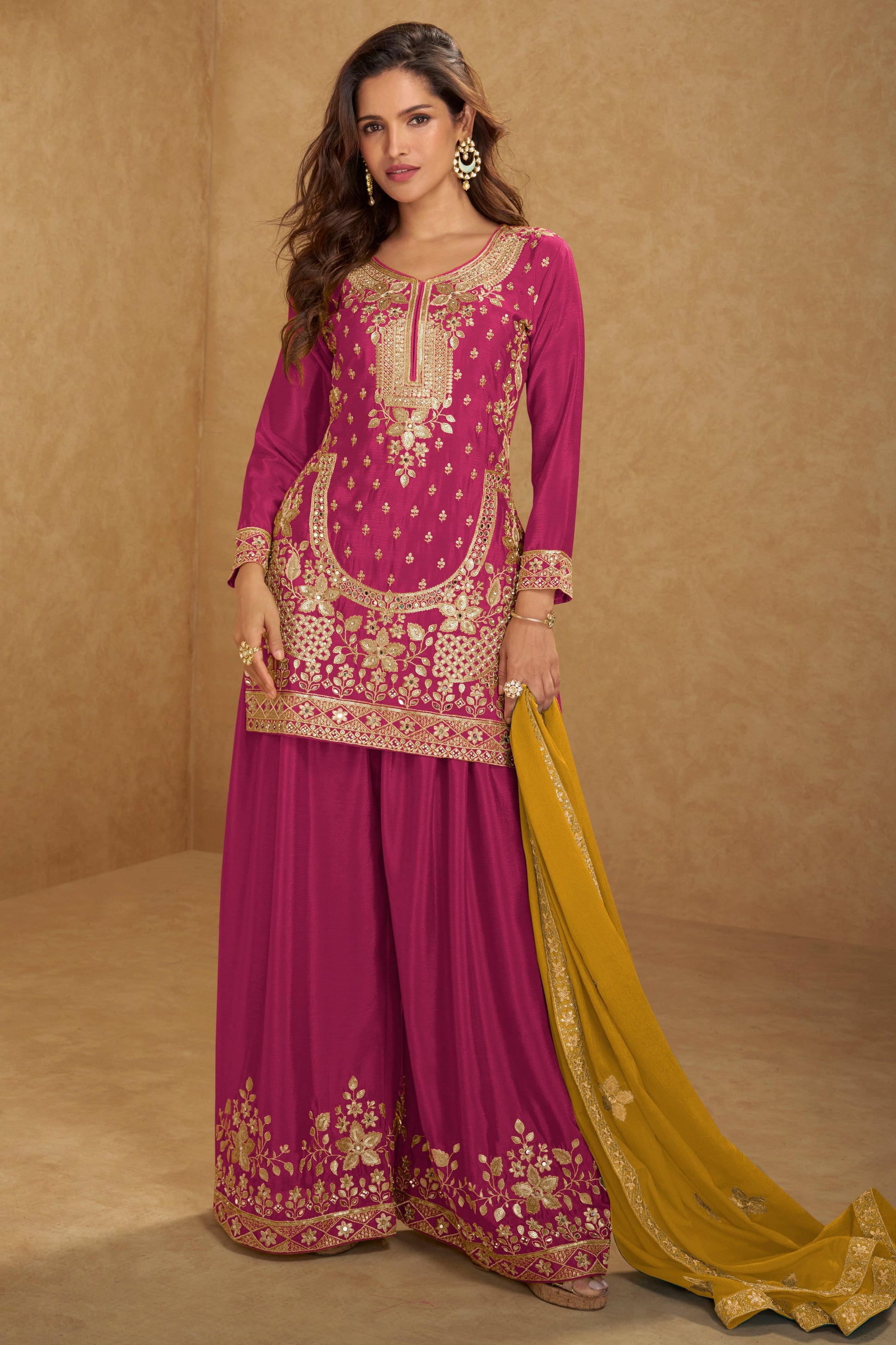 Pink Readymade Heavy Work Chinon Suit-SS720_1_SareeButa.com