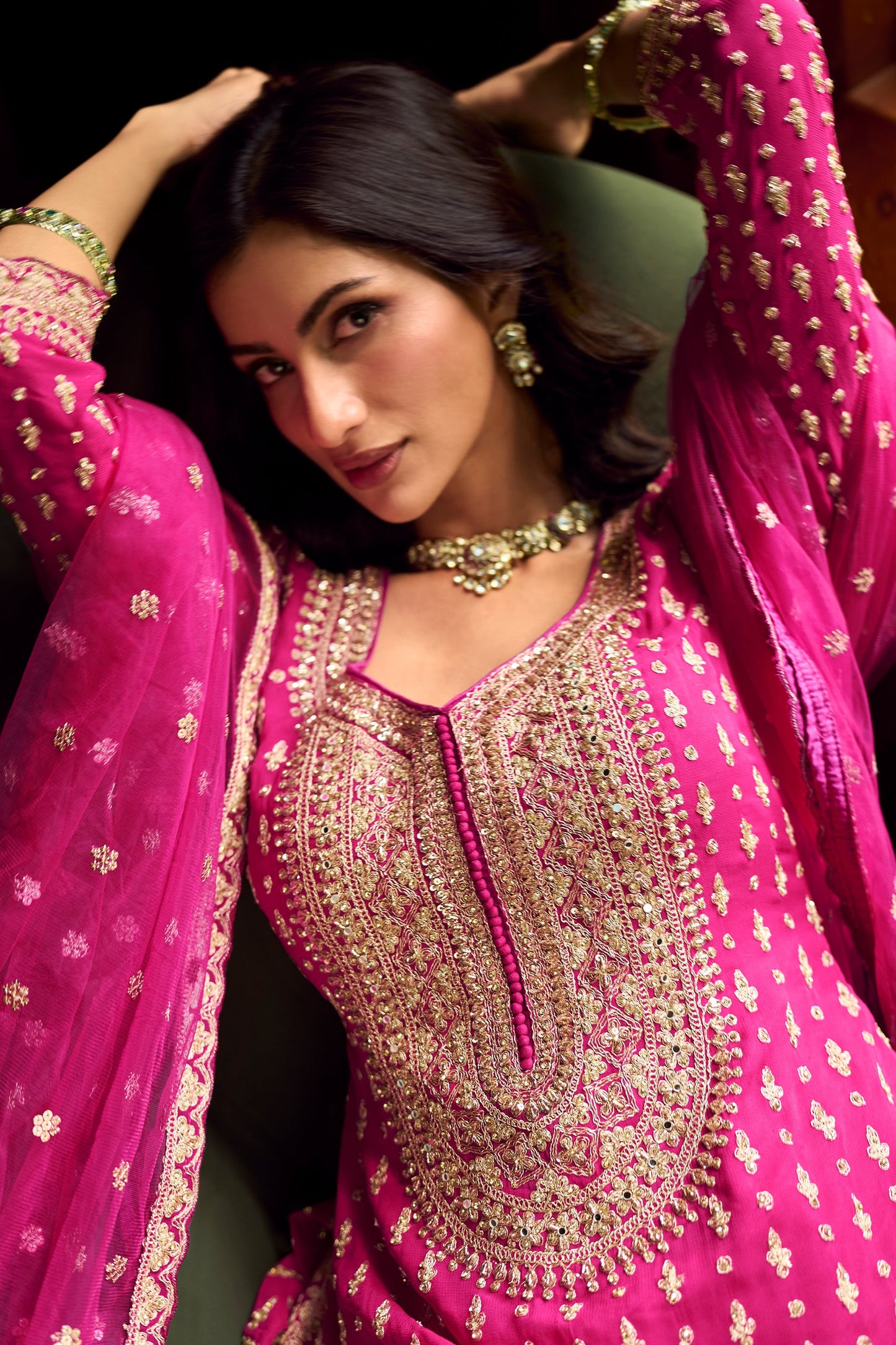 Pink Readymade Heavy Work Georgette Skirt Suit-SAR11554_3_SareeButa.com