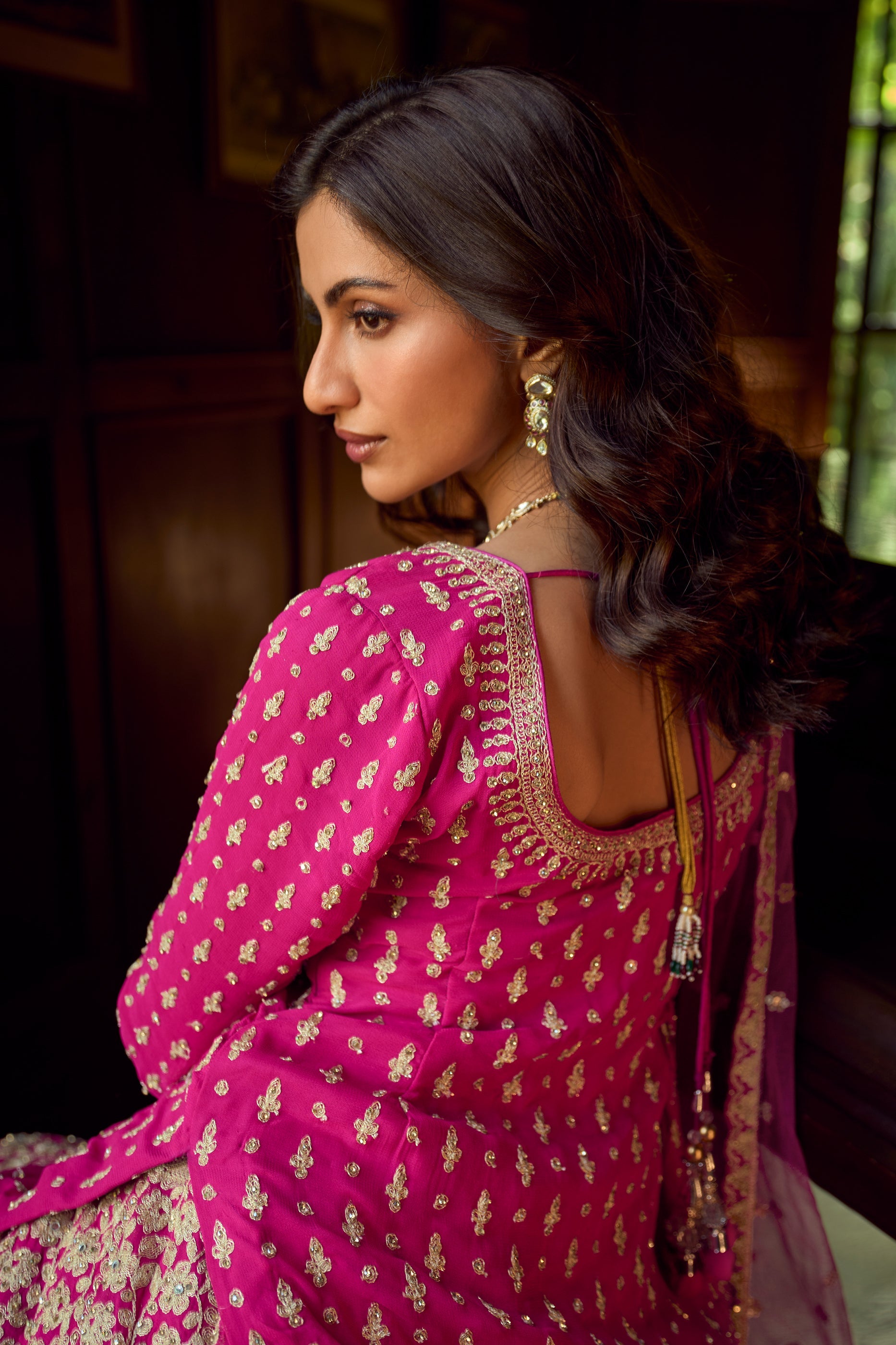 Pink Readymade Heavy Work Georgette Skirt Suit-SAR11554_4_SareeButa.com